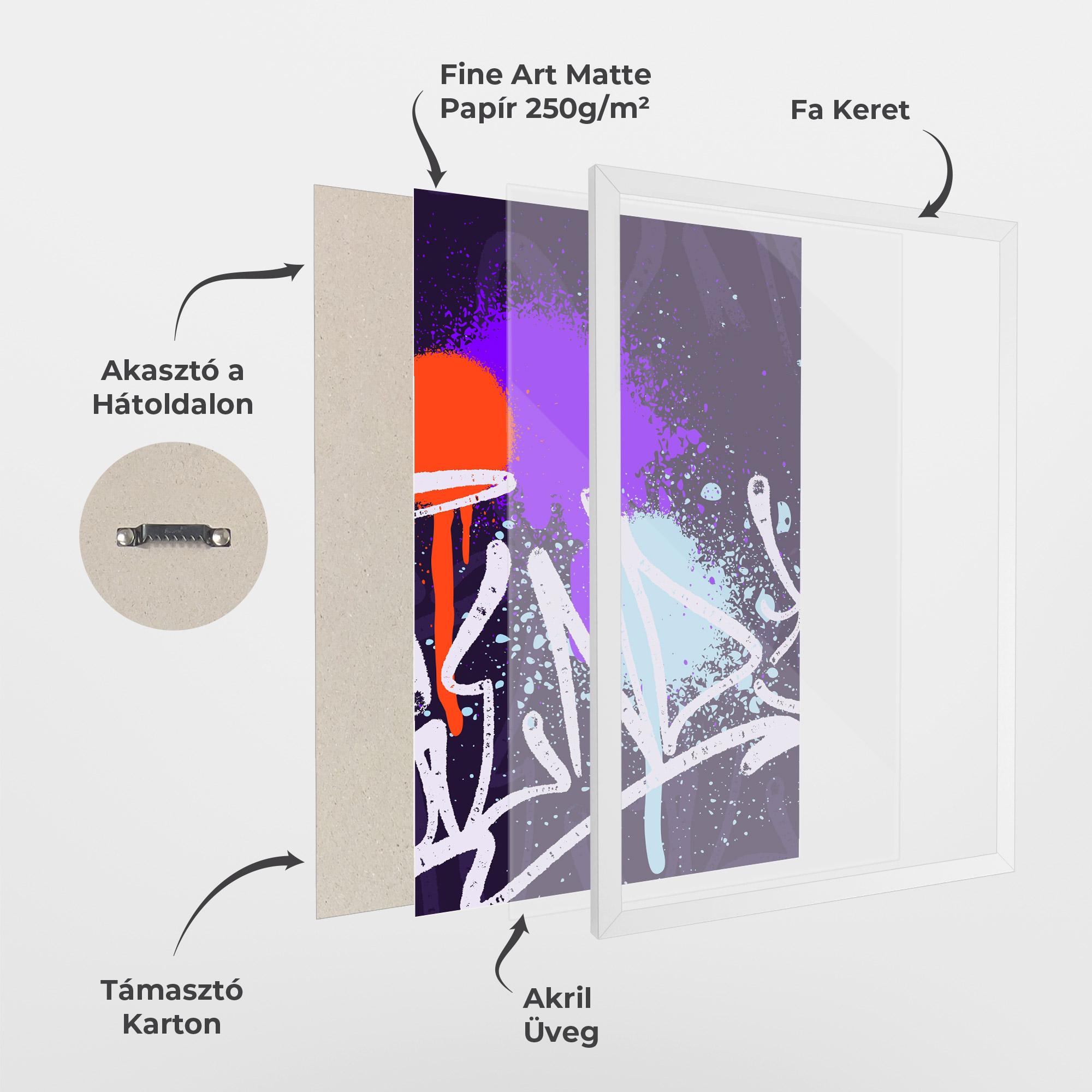 Keretezett Poszter Purple Blue Graffiti mockup 1