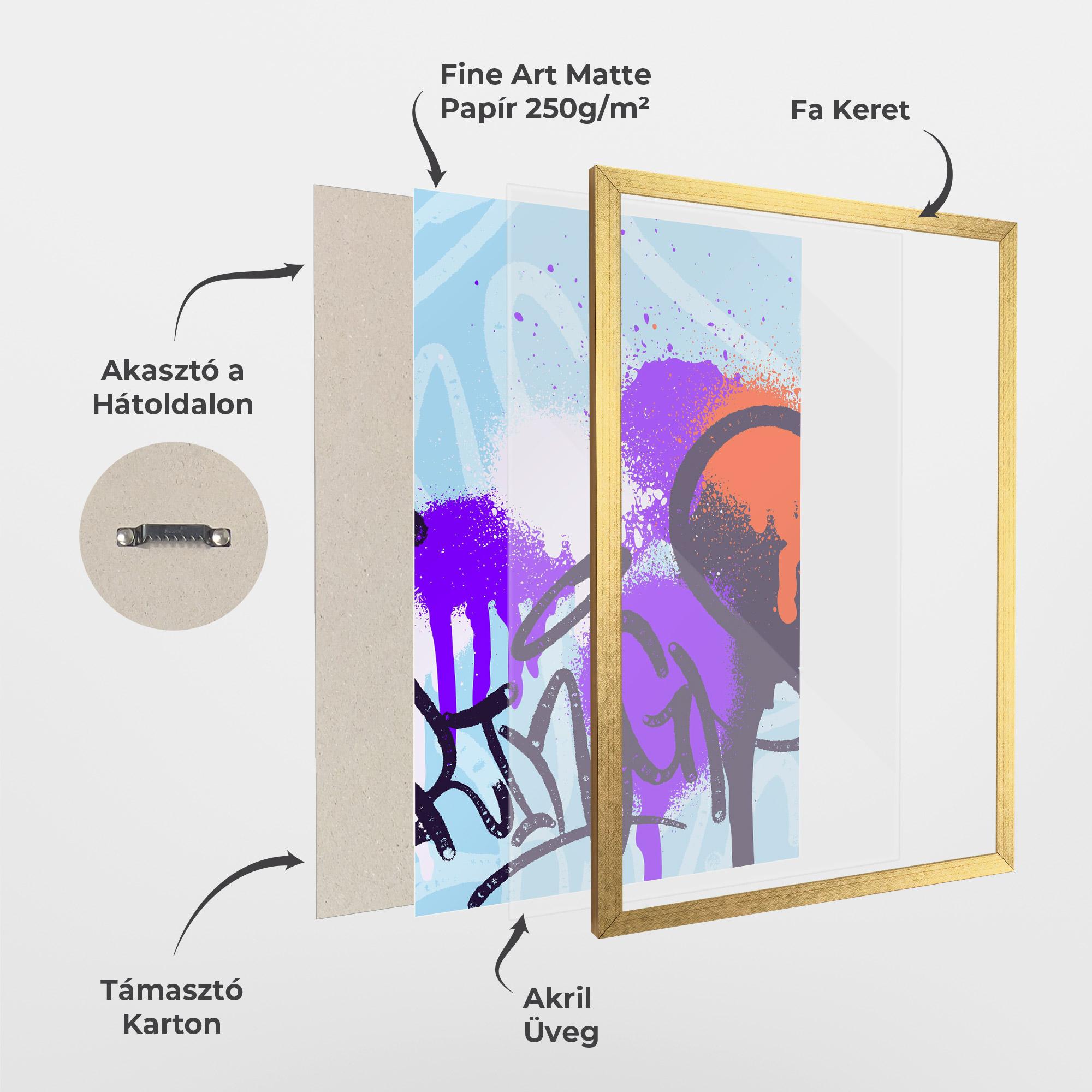 Keretezett Poszter Blue Purple Graffiti mockup 1