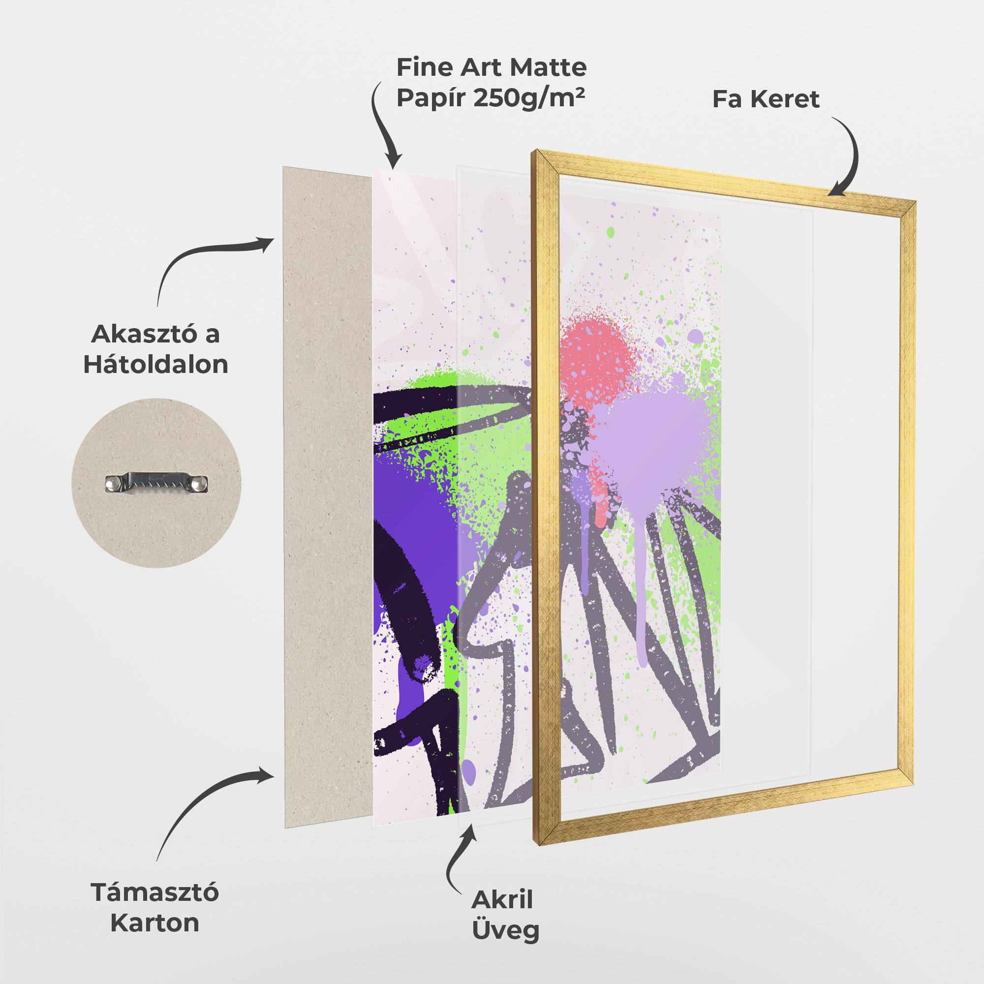 Keretezett Poszter Green Purple Graffiti mockup 1