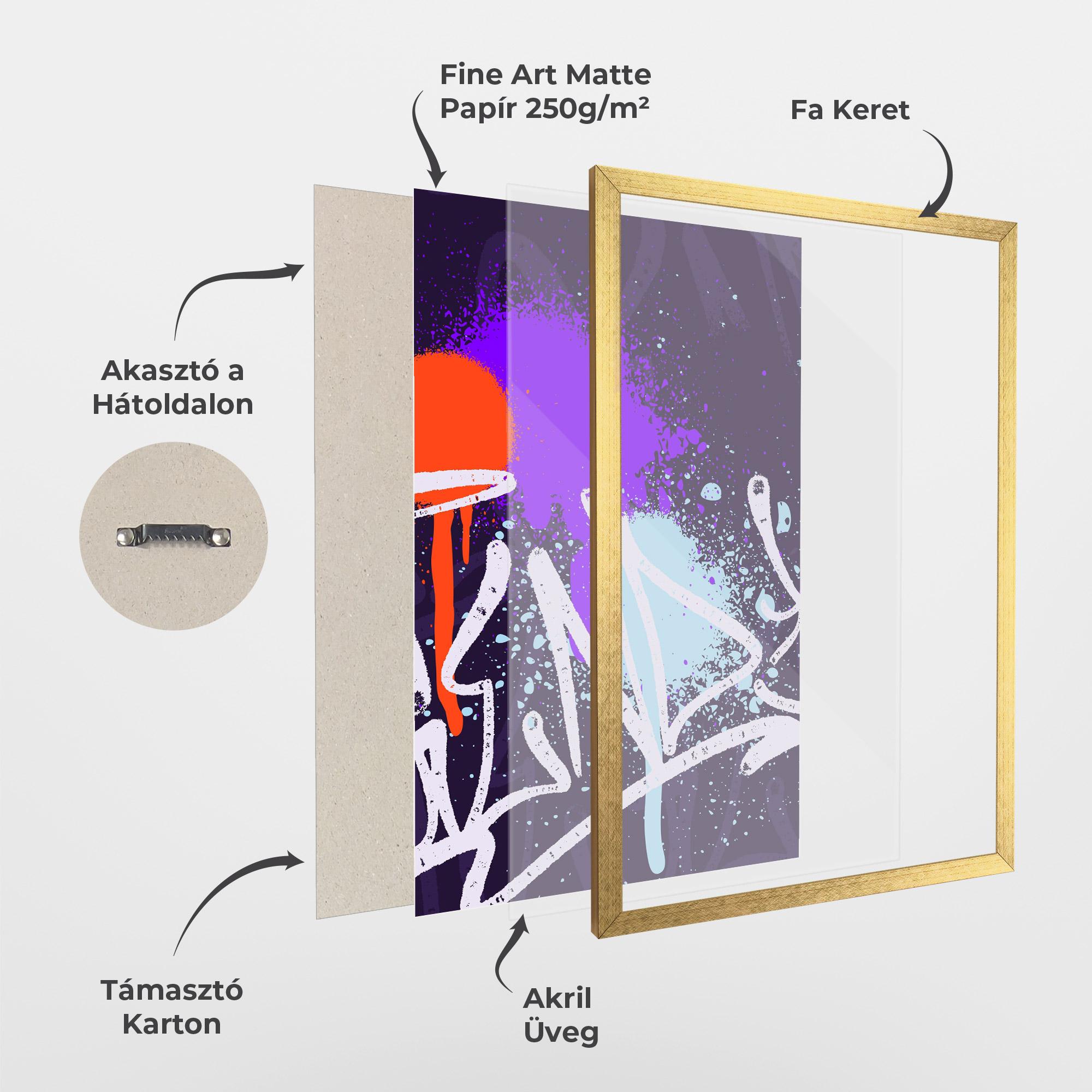 Keretezett Poszter Purple Blue Graffiti mockup 1