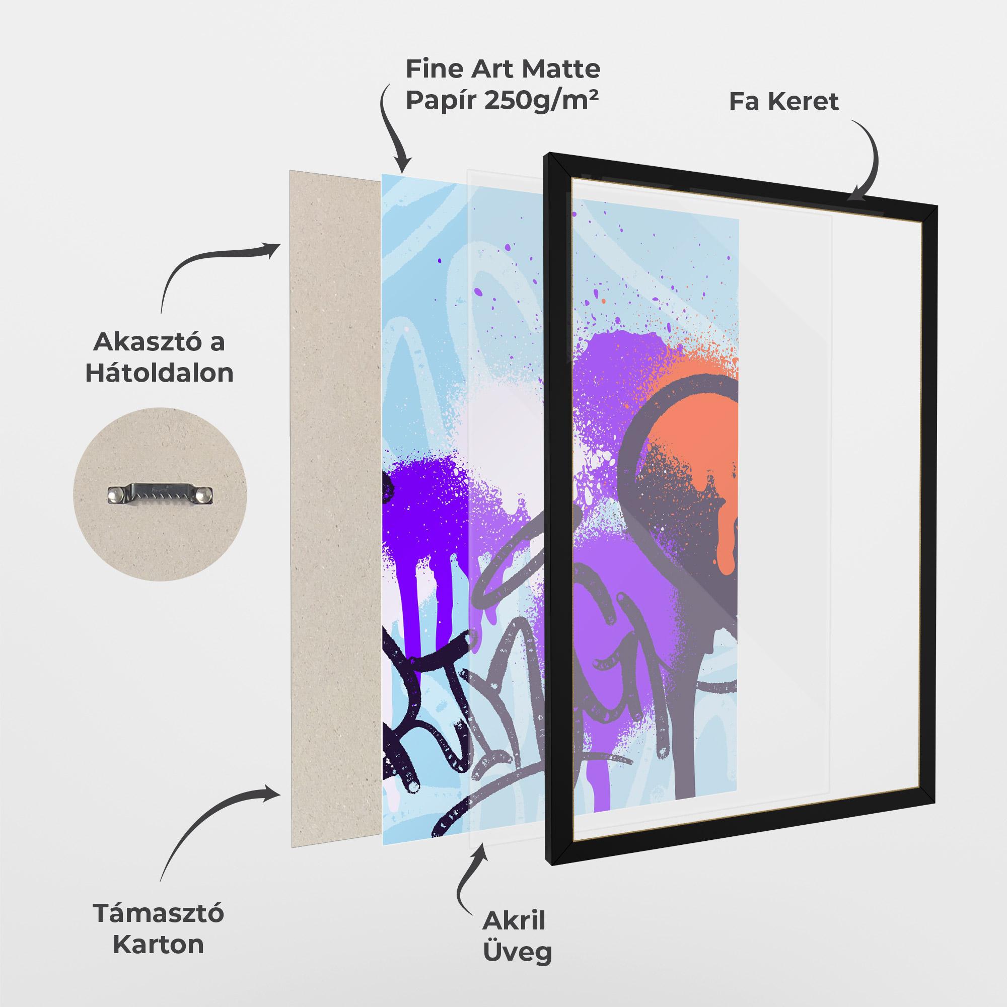 Keretezett Poszter Blue Purple Graffiti mockup 1