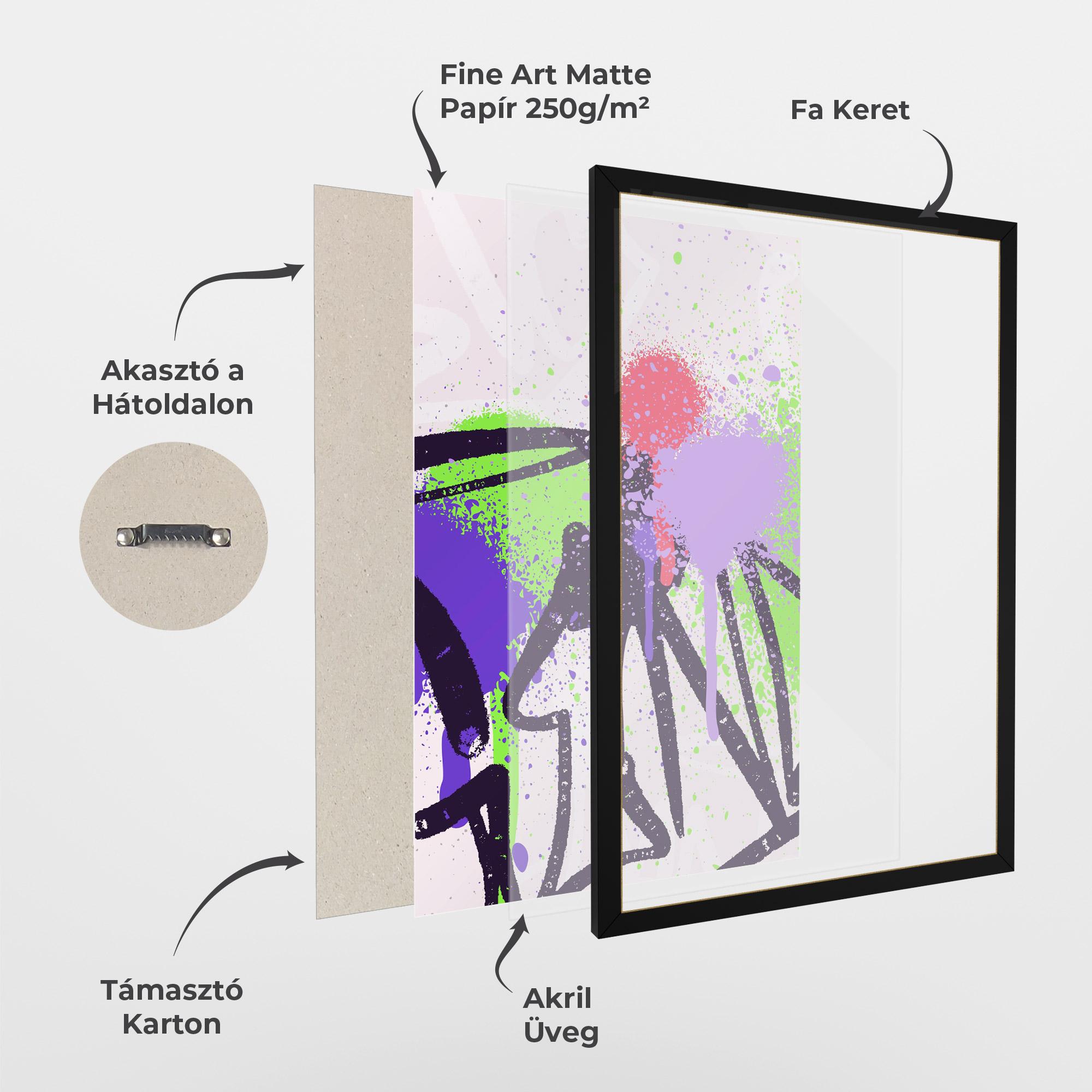 Keretezett Poszter Green Purple Graffiti mockup 1
