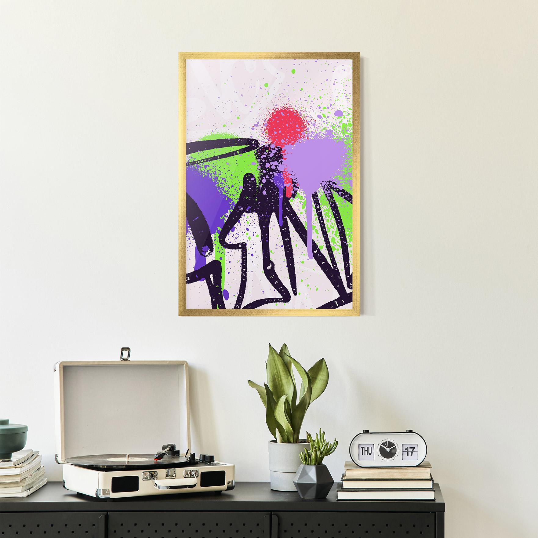 Keretezett Poszter Green Purple Graffiti mockup 2