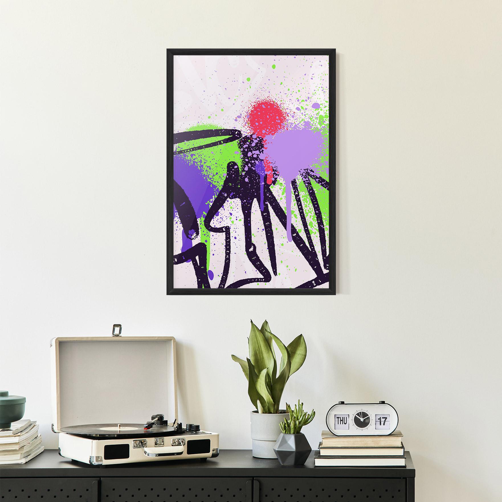 Keretezett Poszter Green Purple Graffiti mockup 2