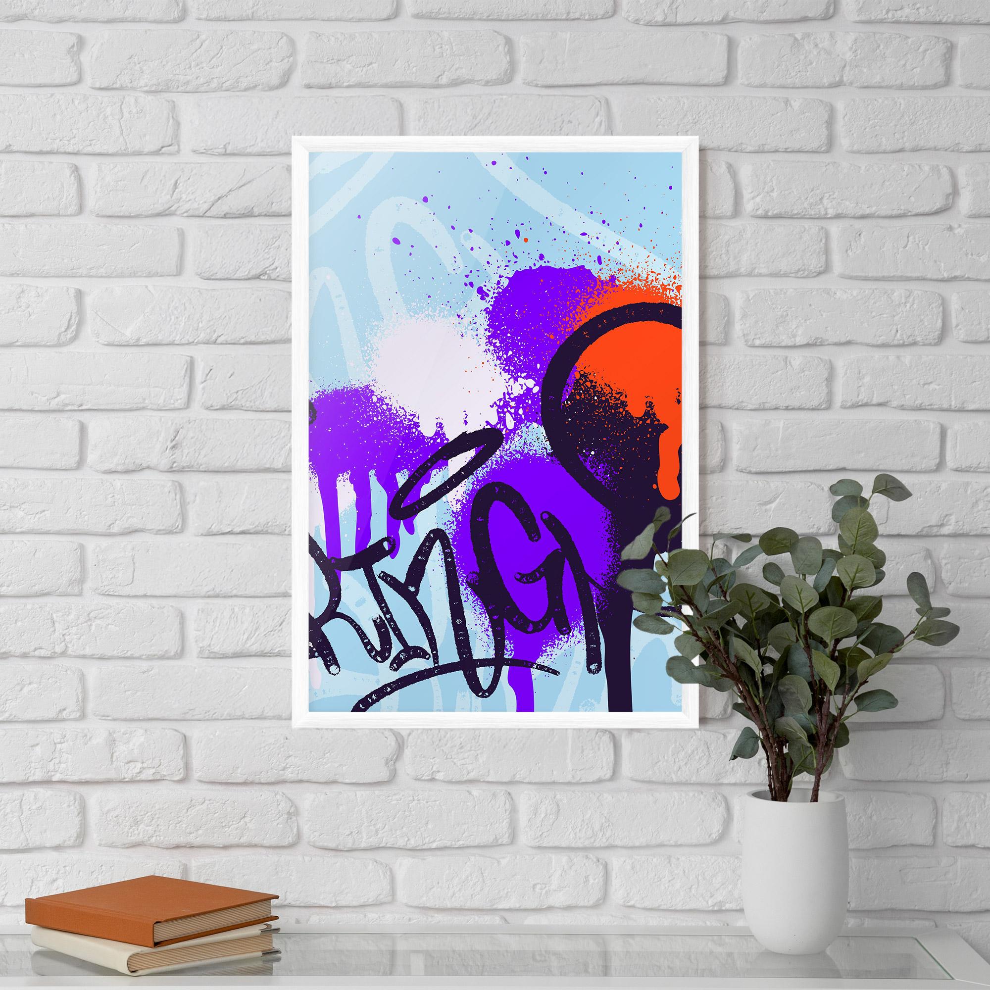 Keretezett Poszter Blue Purple Graffiti mockup 5