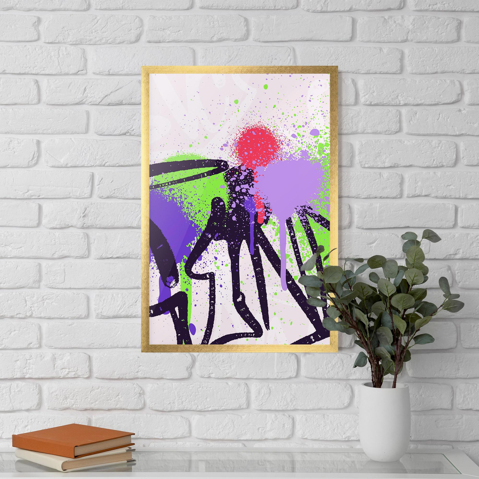 Keretezett Poszter Green Purple Graffiti mockup 5