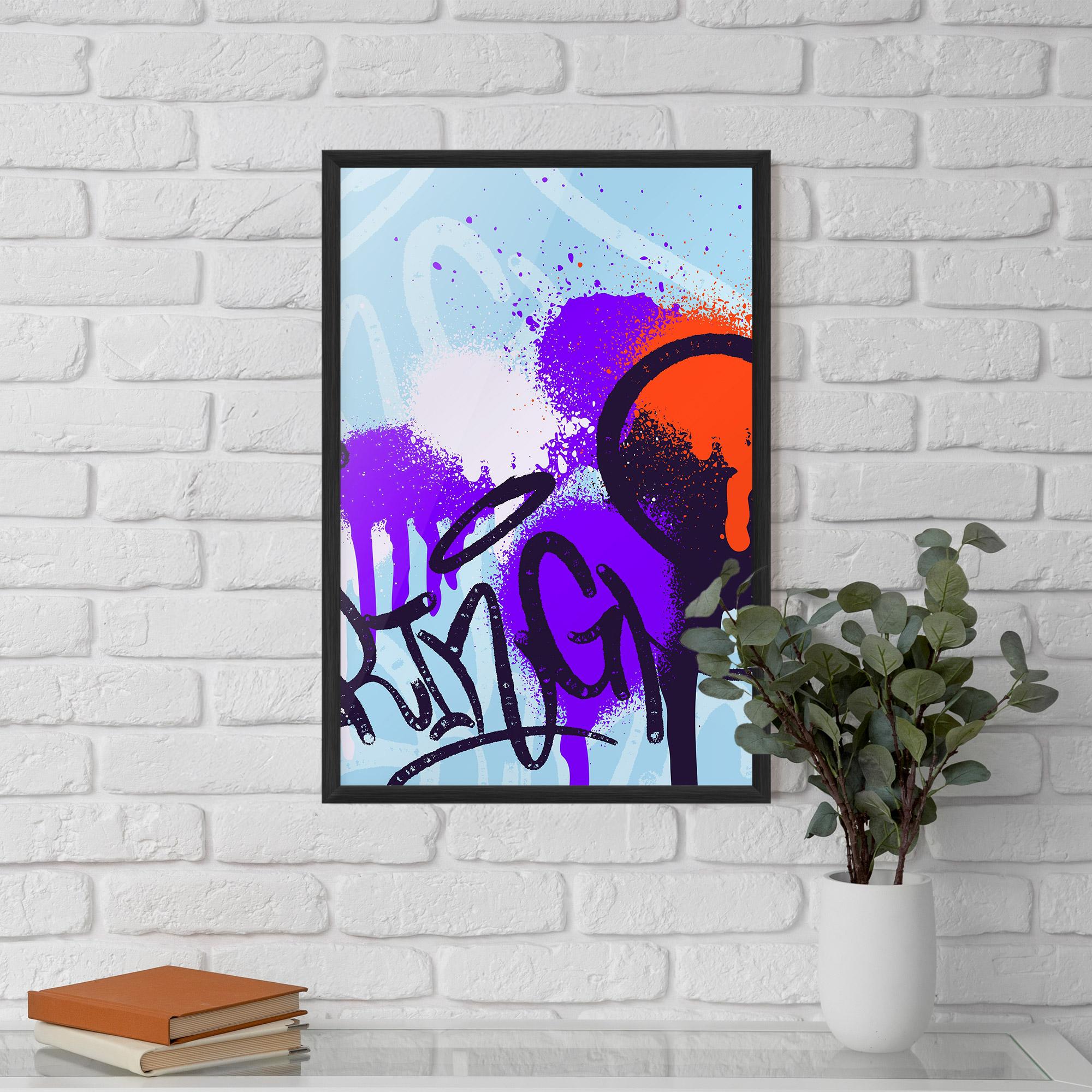Keretezett Poszter Blue Purple Graffiti mockup 5