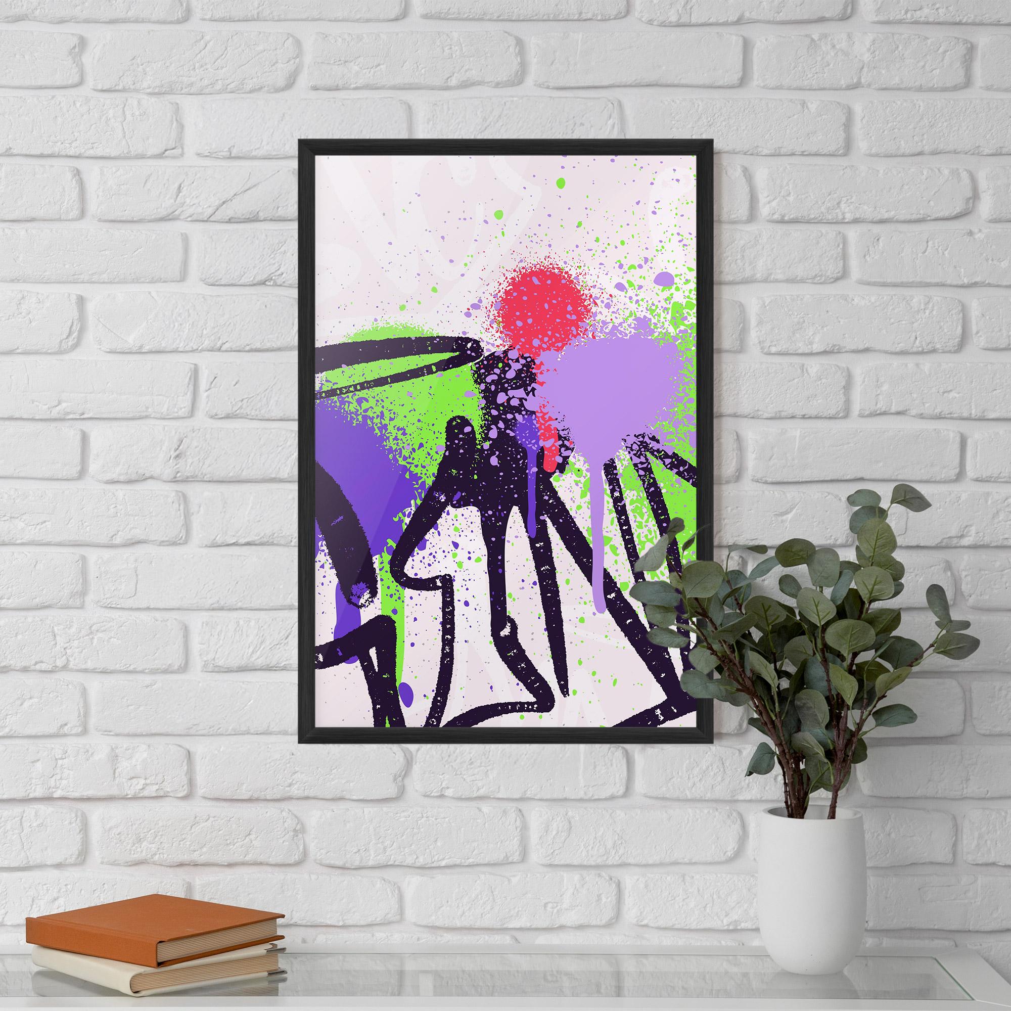 Keretezett Poszter Green Purple Graffiti mockup 5