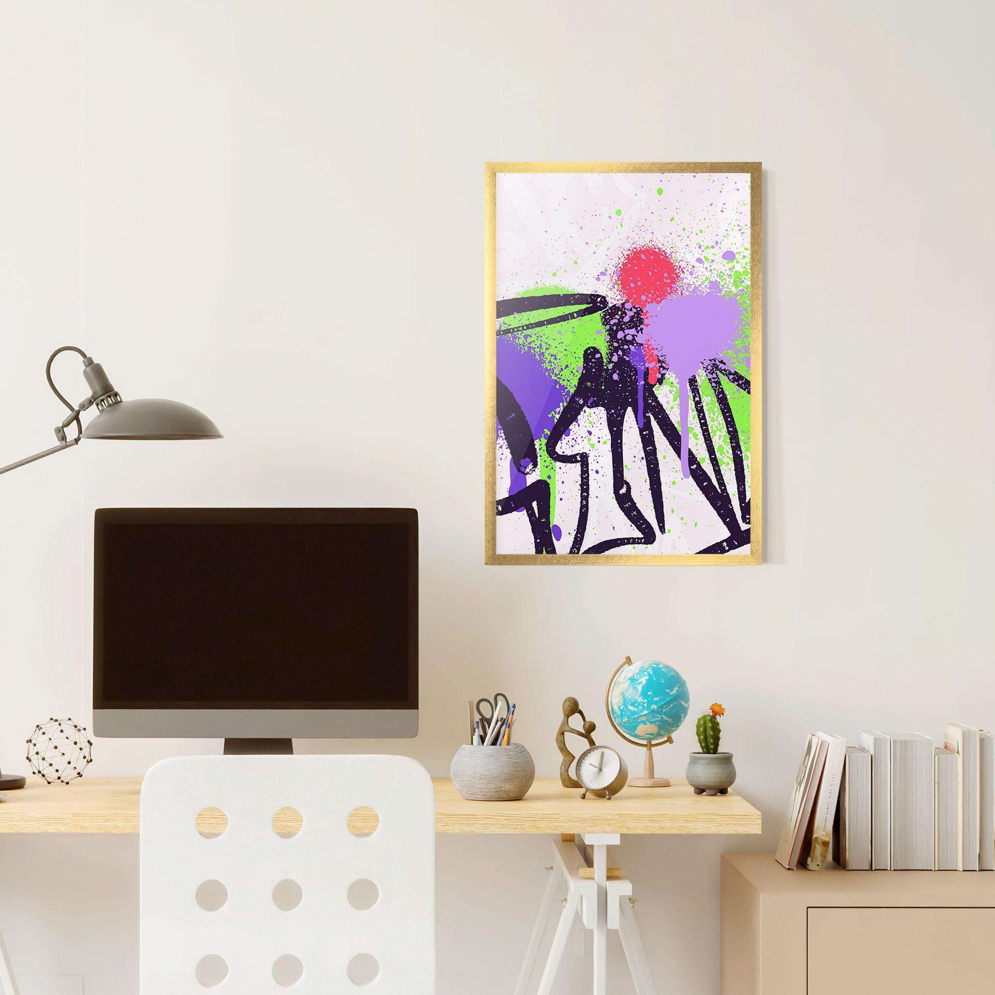 Keretezett Poszter Green Purple Graffiti mockup 6