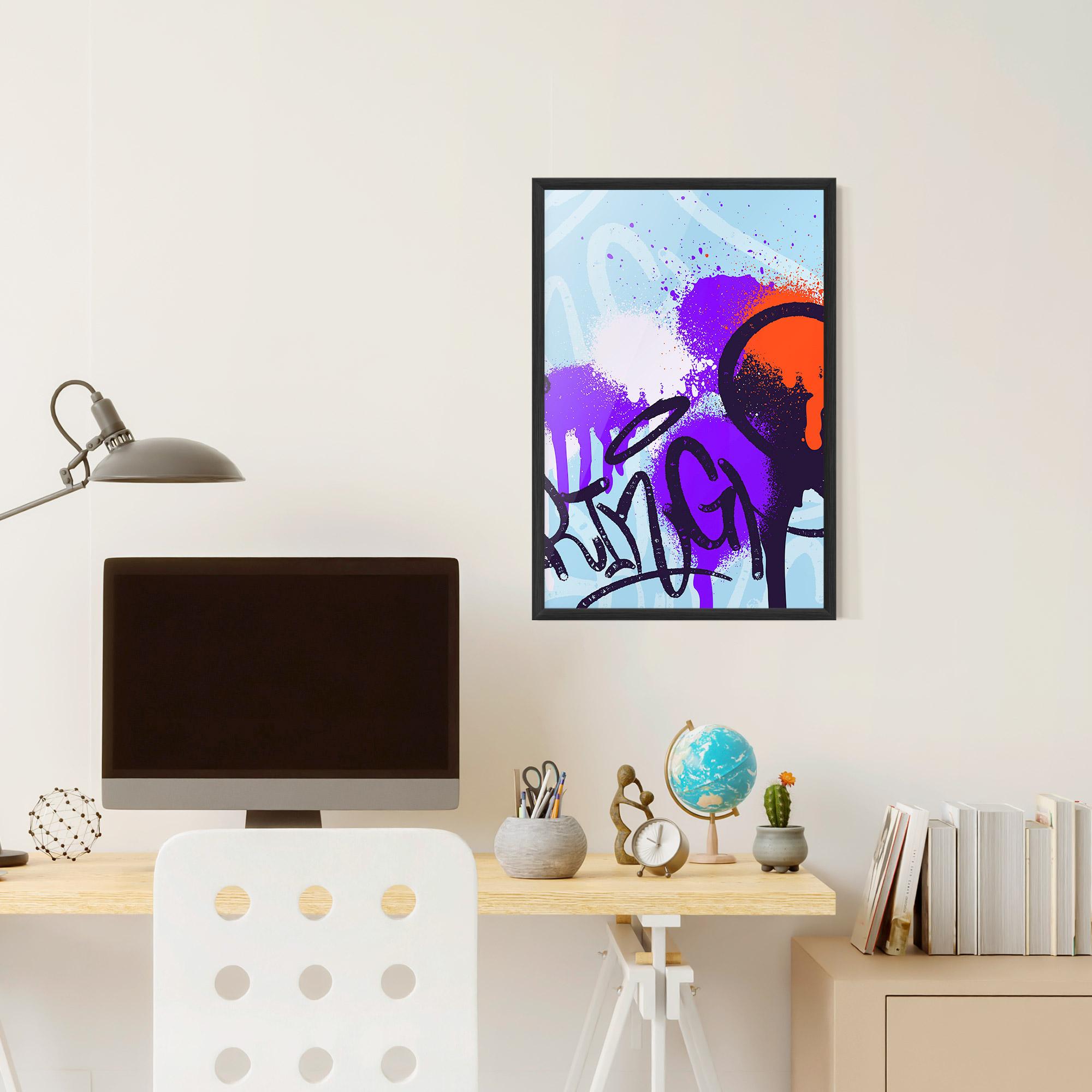 Keretezett Poszter Blue Purple Graffiti mockup 6