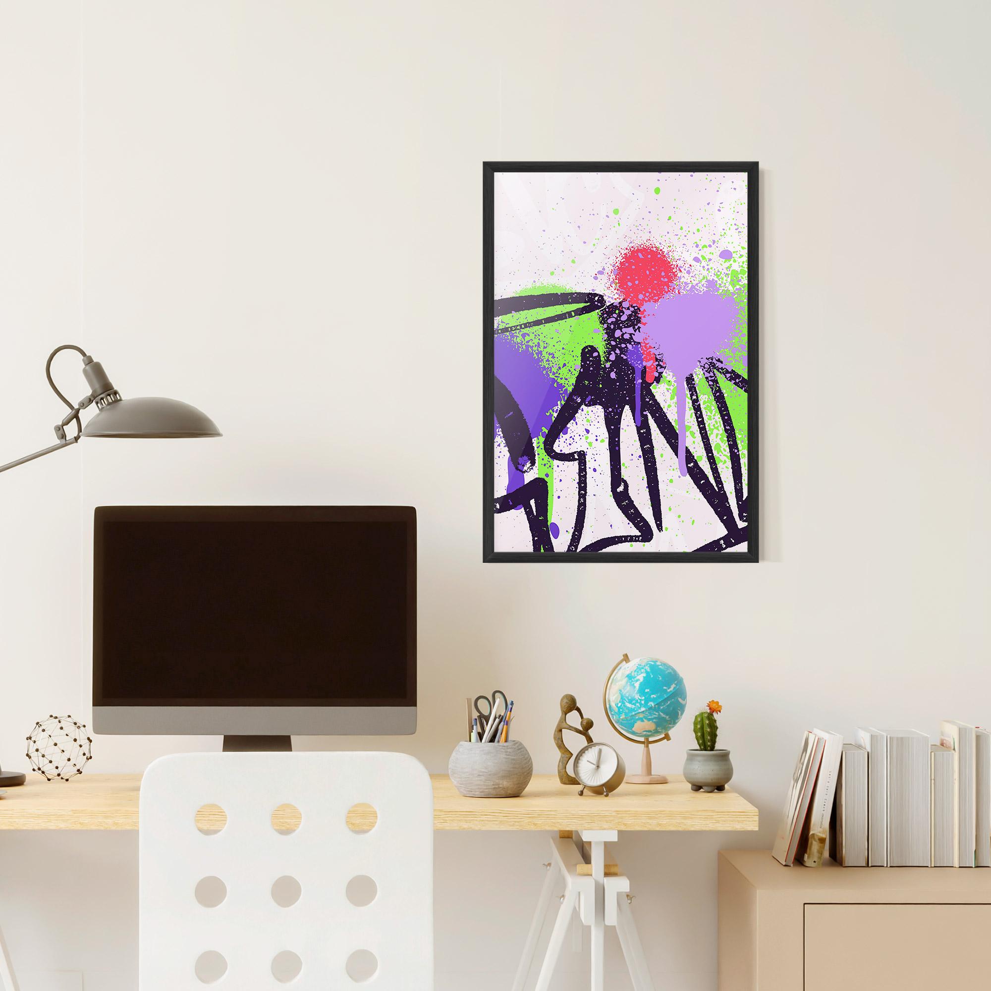 Keretezett Poszter Green Purple Graffiti mockup 6