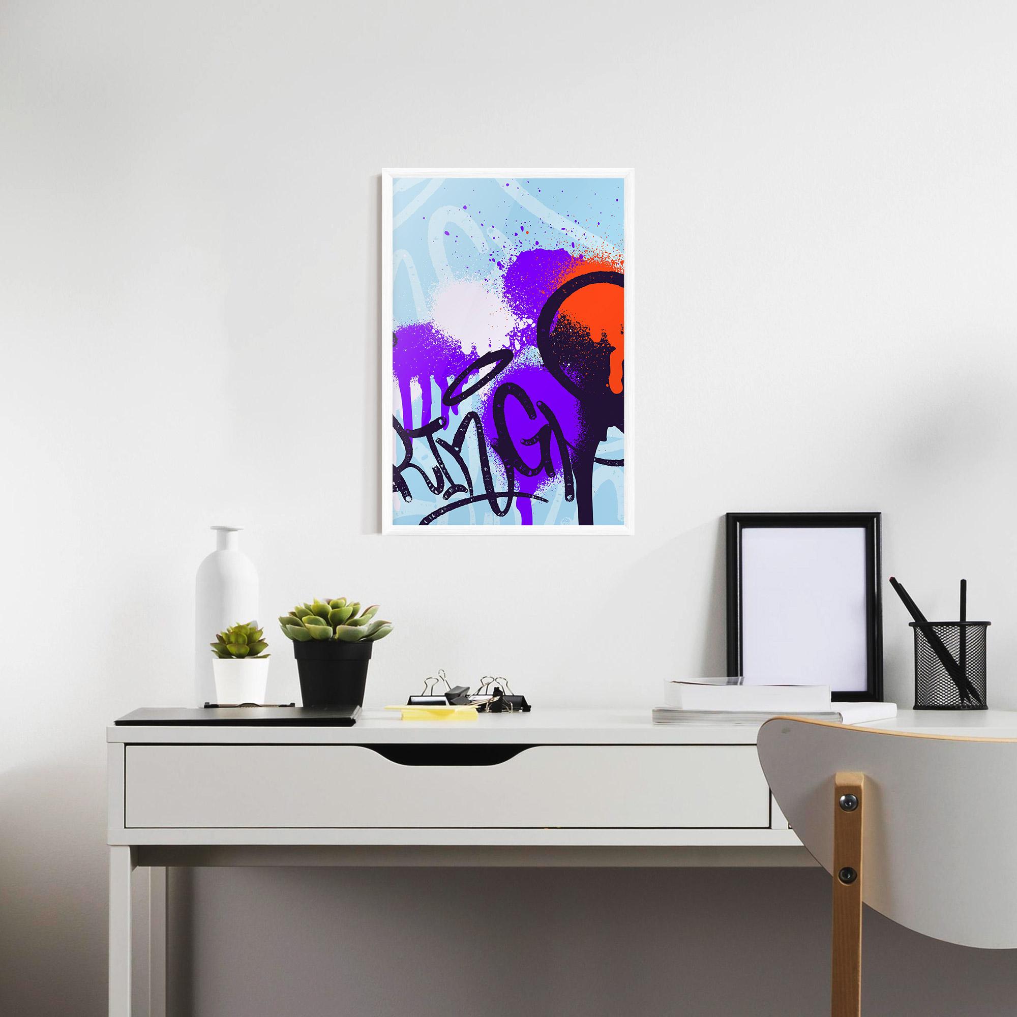 Keretezett Poszter Blue Purple Graffiti mockup 7