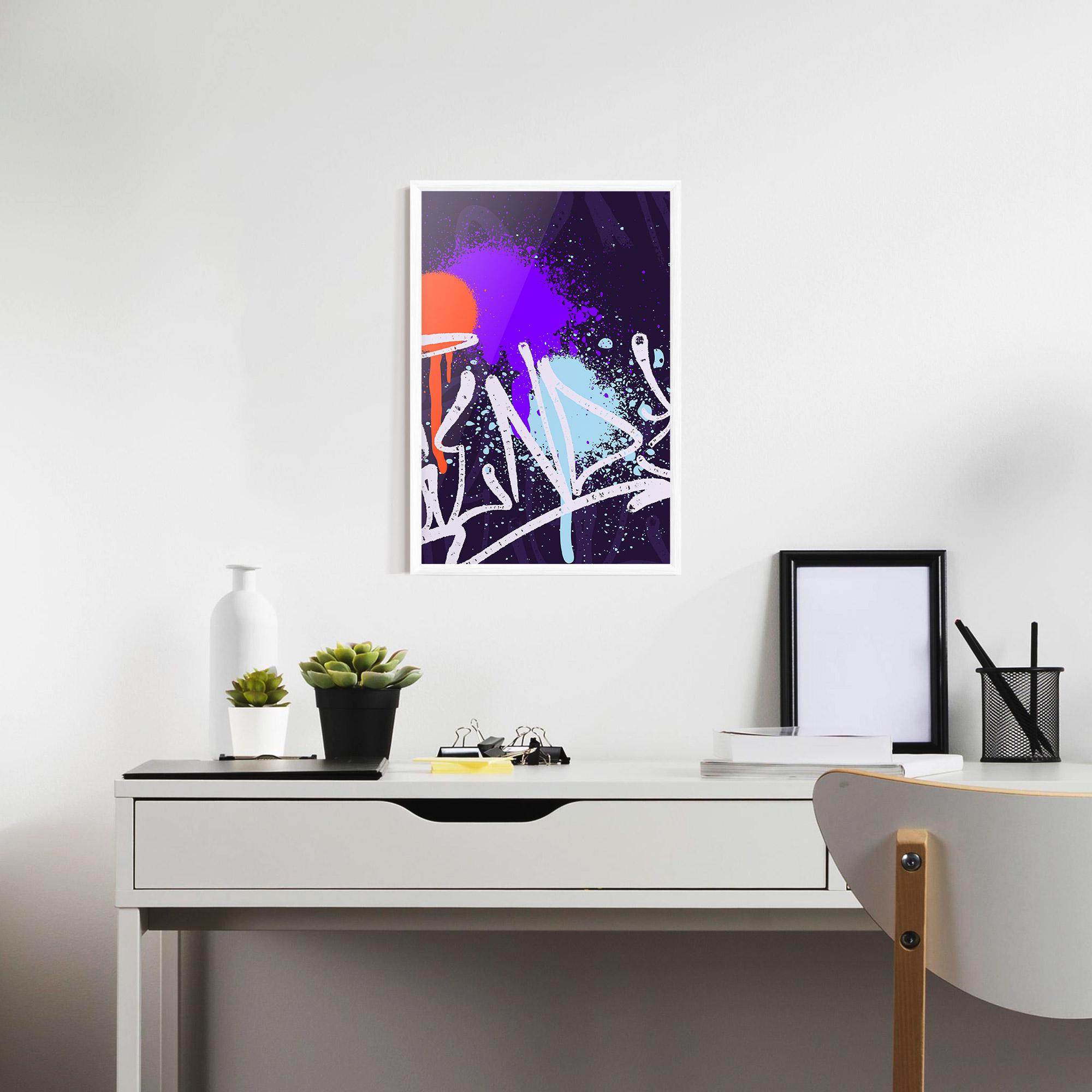Keretezett Poszter Purple Blue Graffiti mockup 7