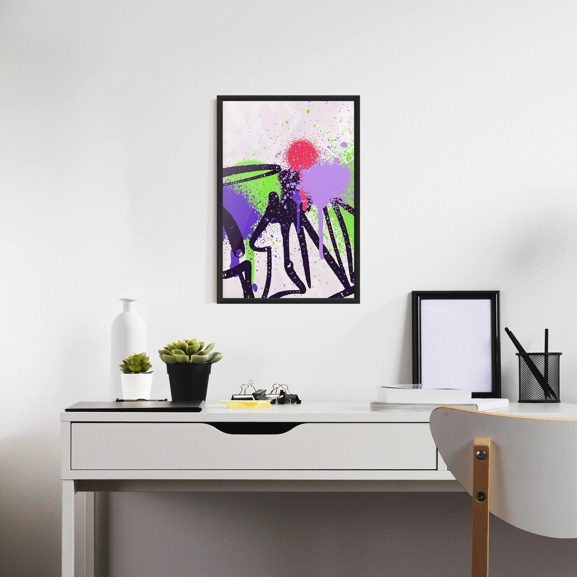 Keretezett Poszter Green Purple Graffiti mockup 7