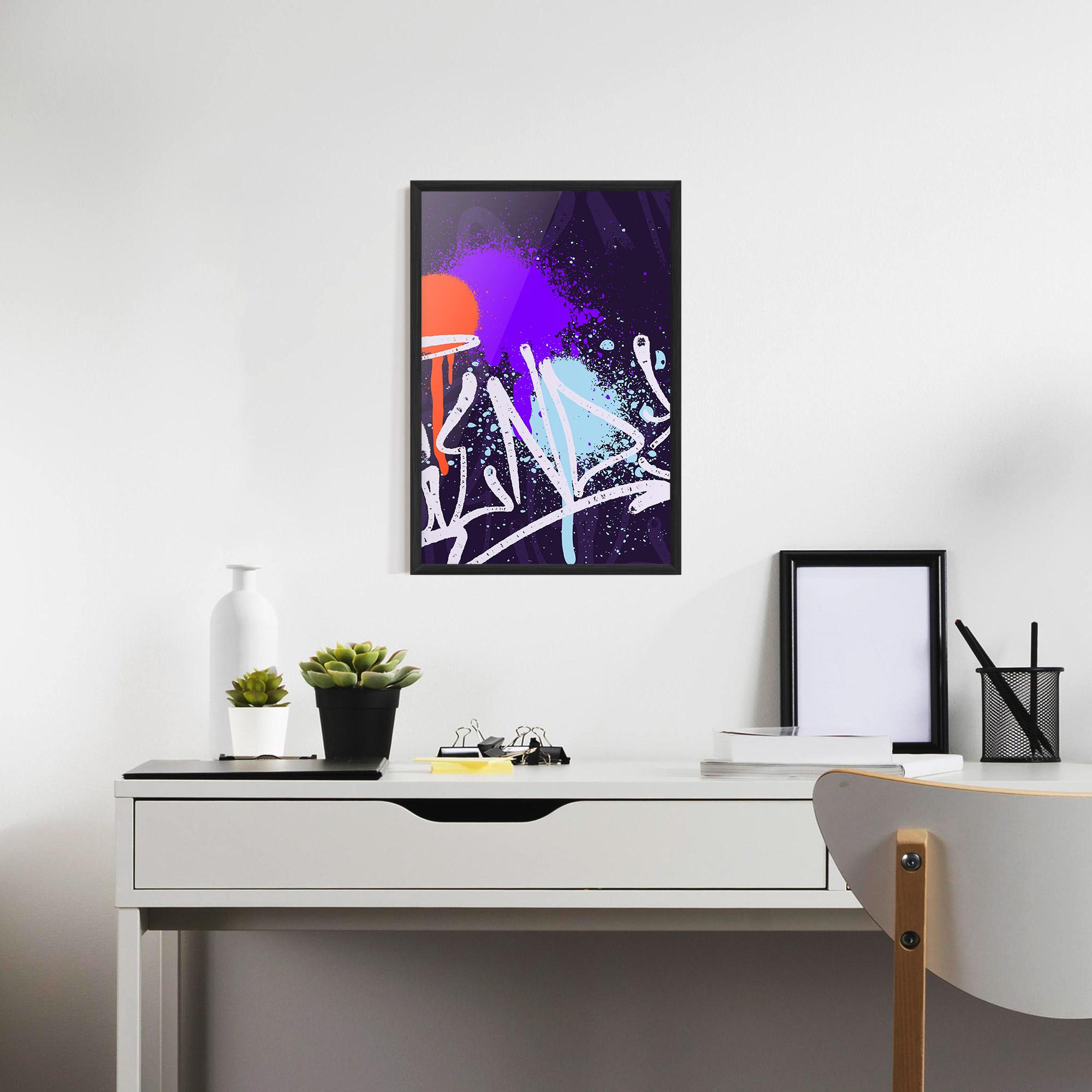 Keretezett Poszter Purple Blue Graffiti mockup 7