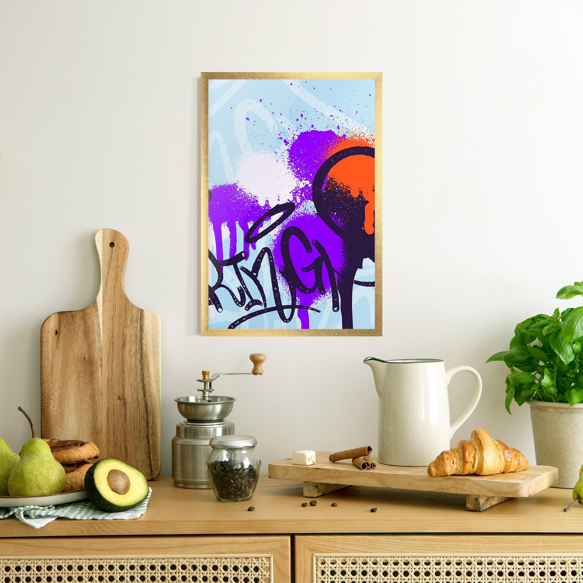 Keretezett Poszter Blue Purple Graffiti mockup 8