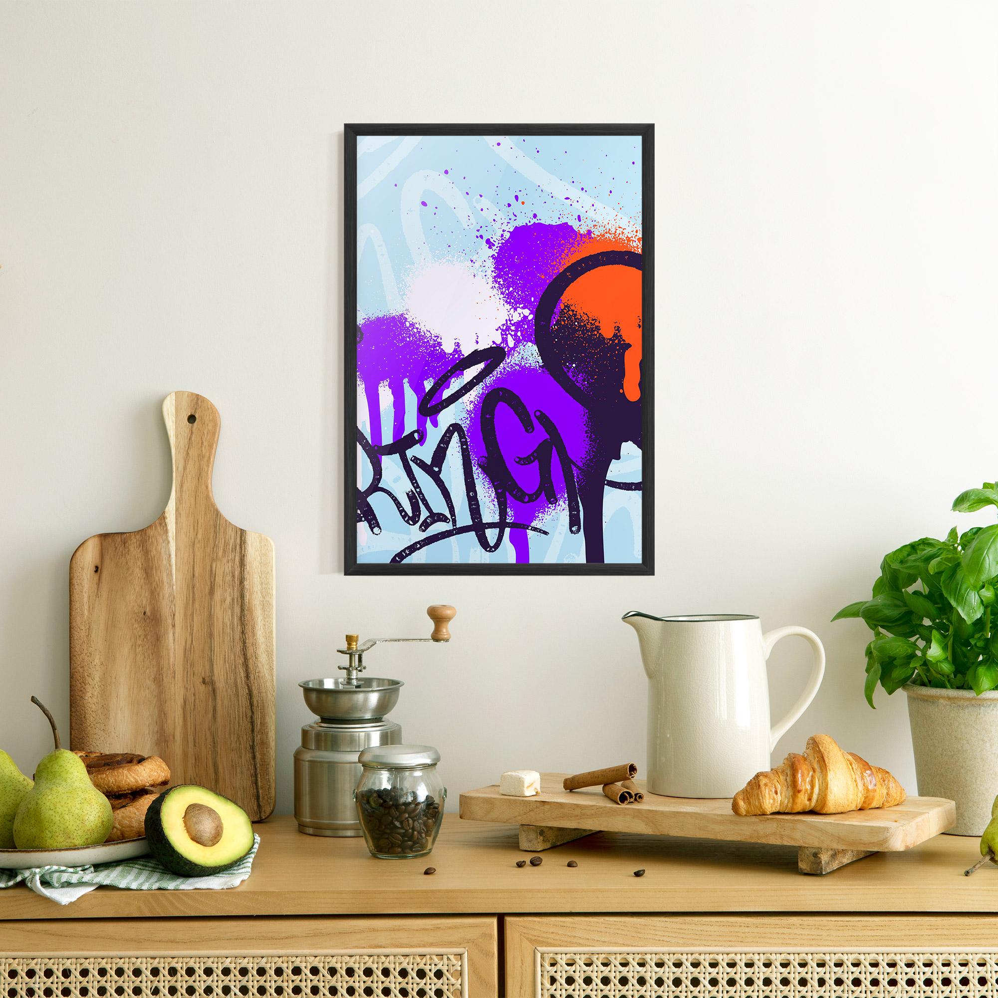 Keretezett Poszter Blue Purple Graffiti mockup 8