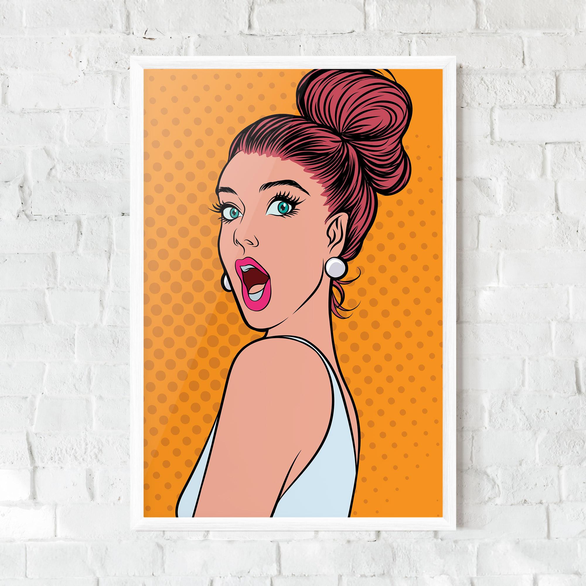 Keretezett Poszter Pop Comic Lady mockup 0