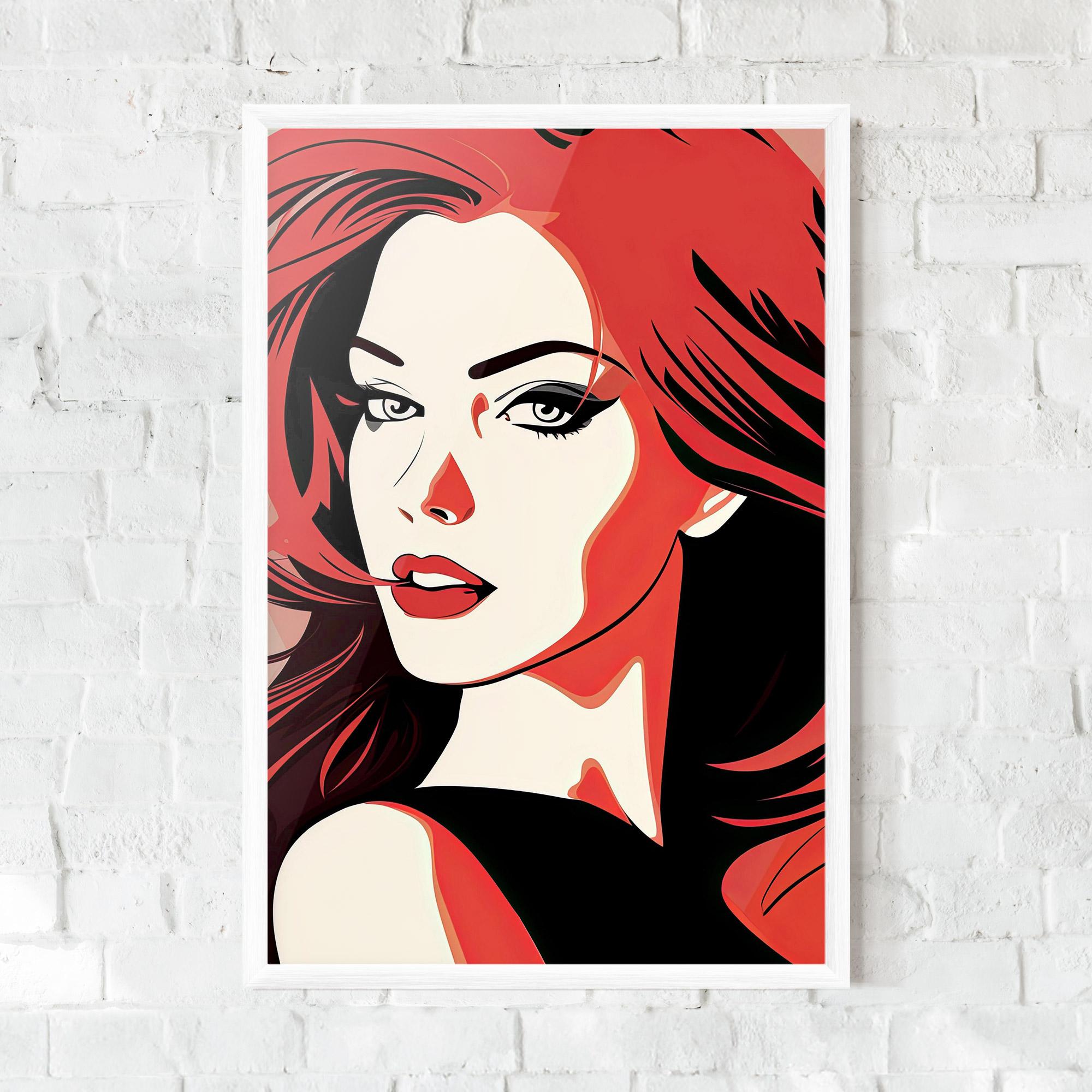 Keretezett Poszter Red Hair Pop Art mockup 0