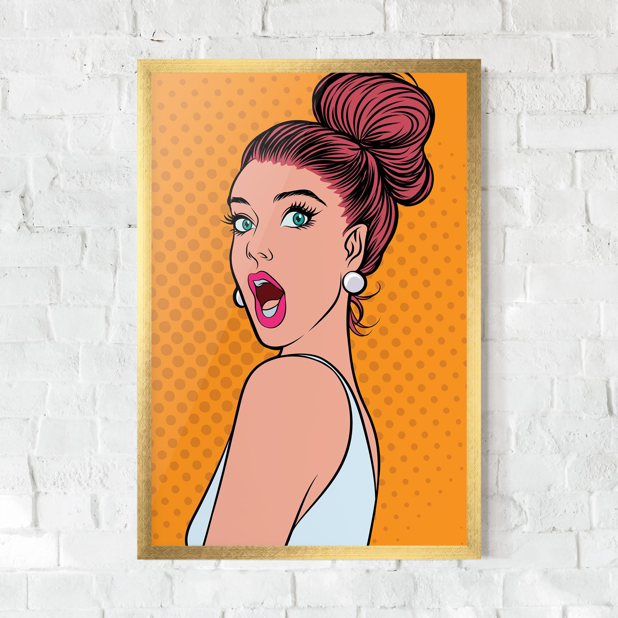 Keretezett Poszter Pop Comic Lady mockup 0