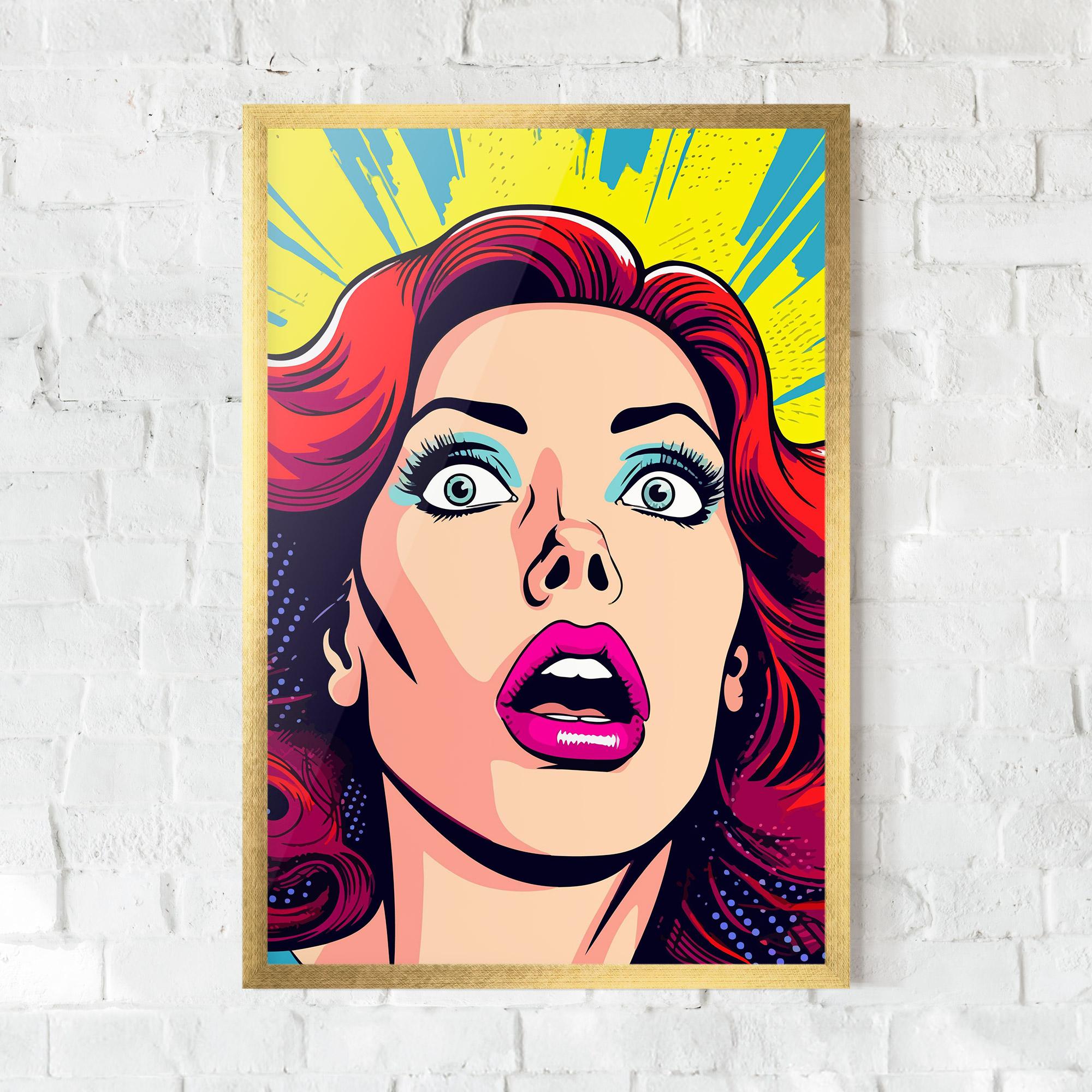 Keretezett Poszter Pop Scared Woman mockup 0