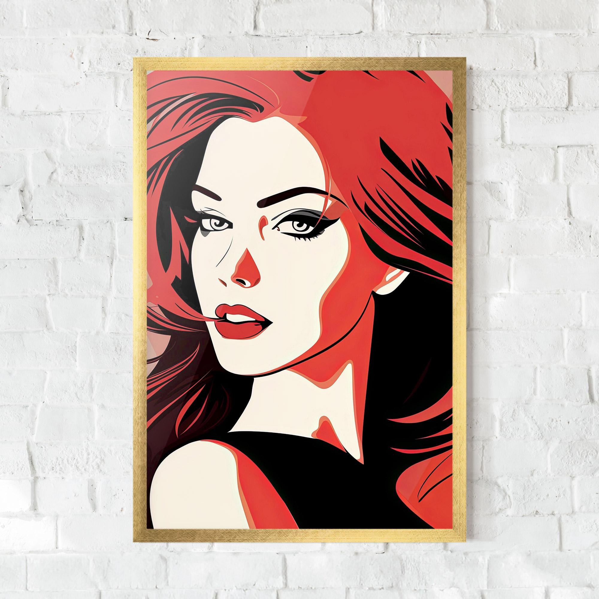 Keretezett Poszter Red Hair Pop Art mockup 0