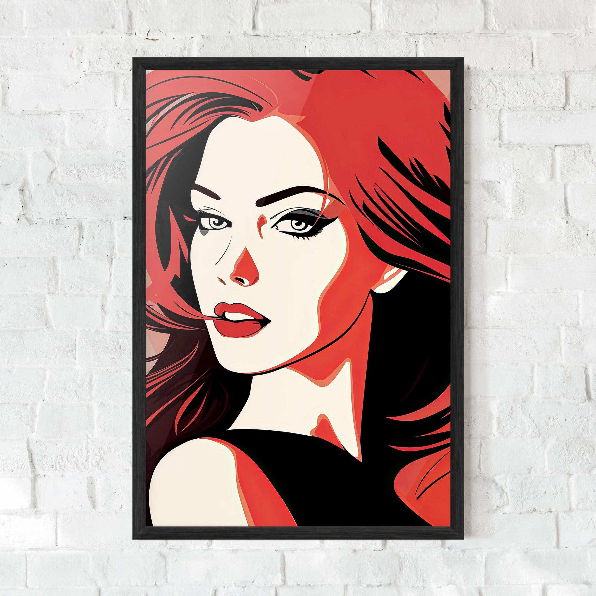 Keretezett Poszter Red Hair Pop Art mockup 0