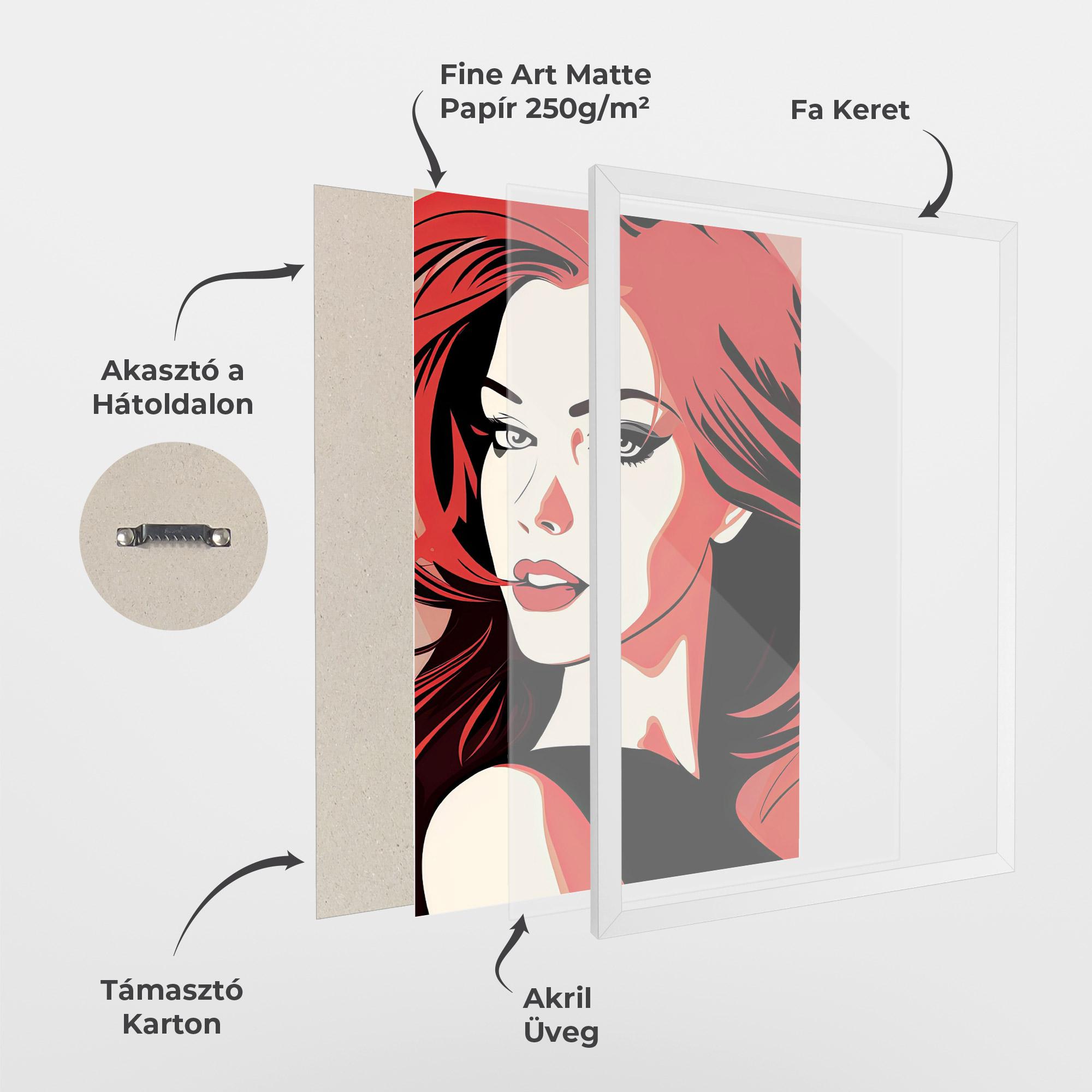 Keretezett Poszter Red Hair Pop Art mockup 1