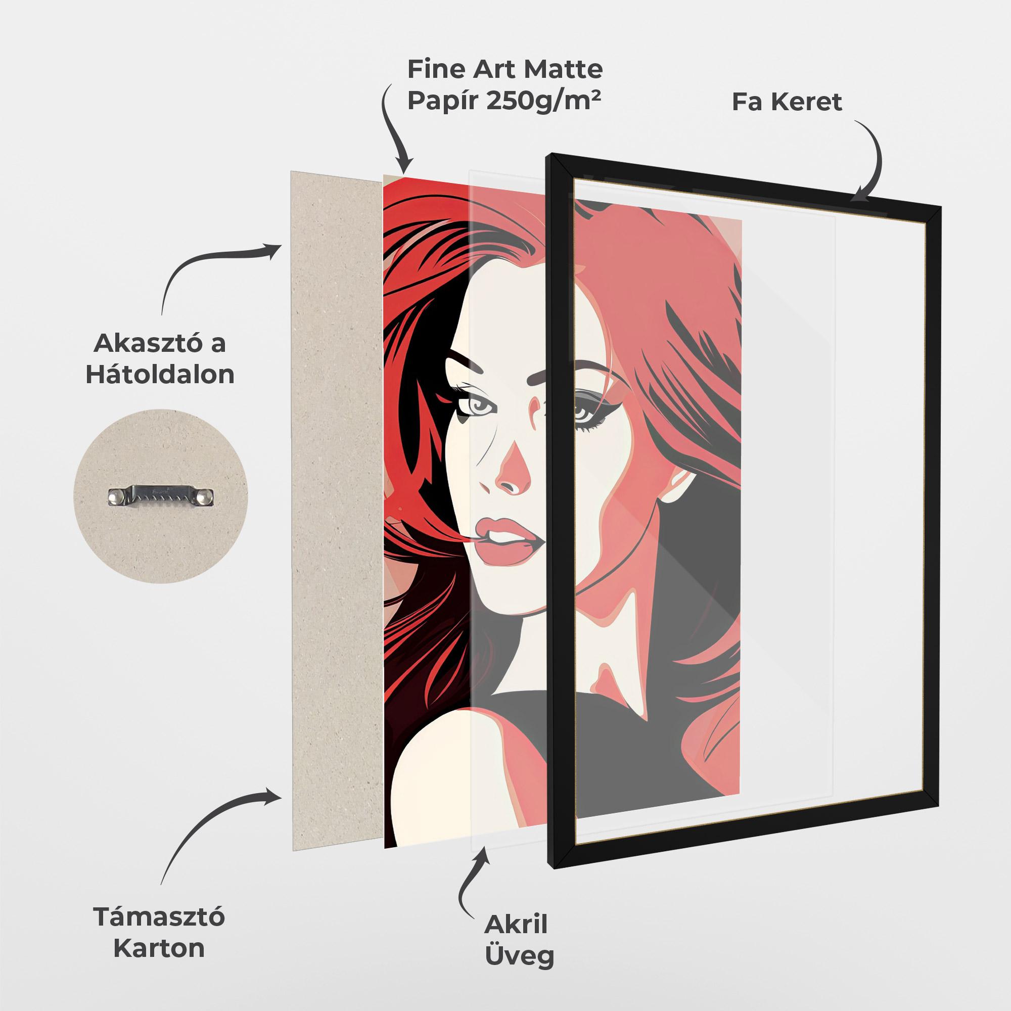 Keretezett Poszter Red Hair Pop Art mockup 1