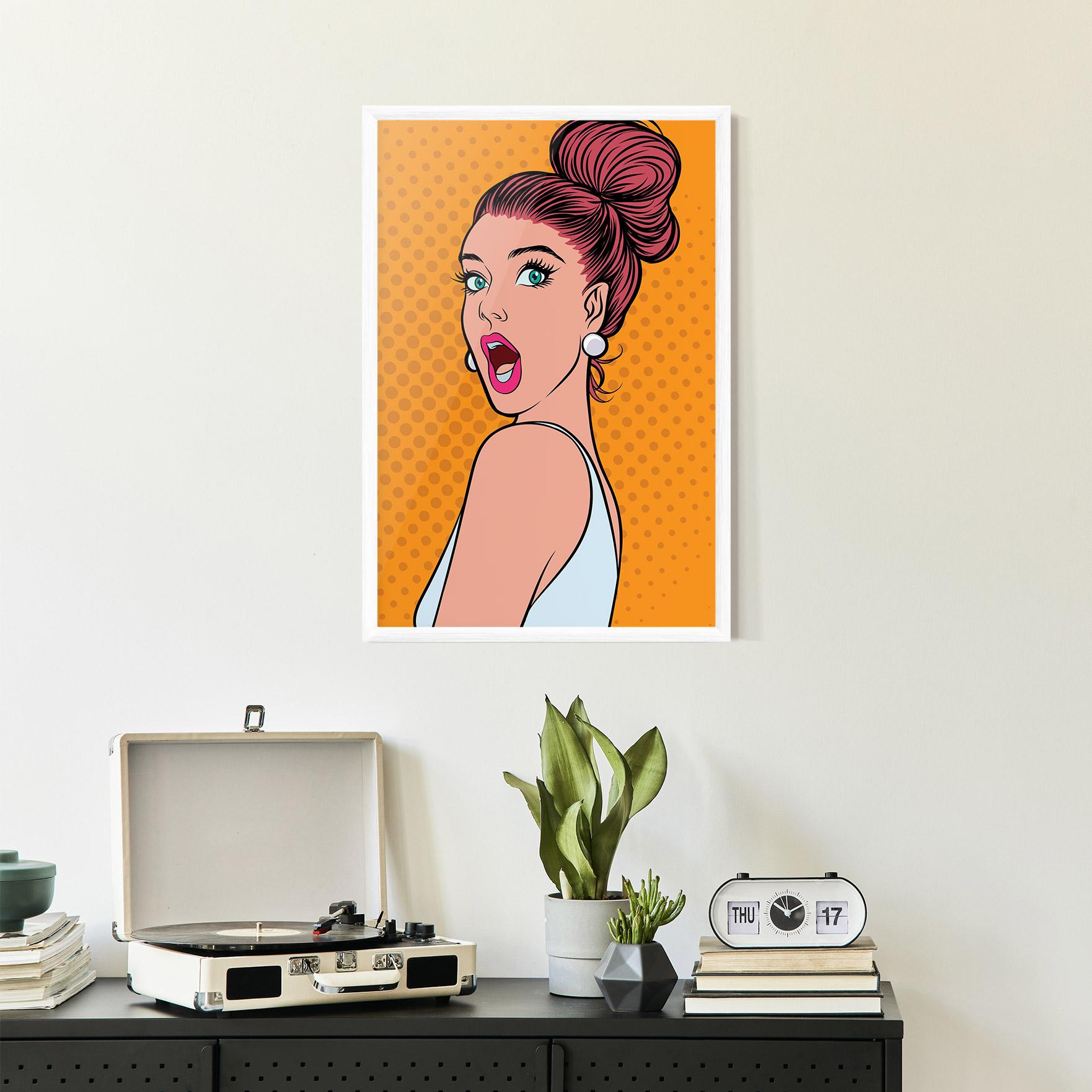 Keretezett Poszter Pop Comic Lady mockup 2