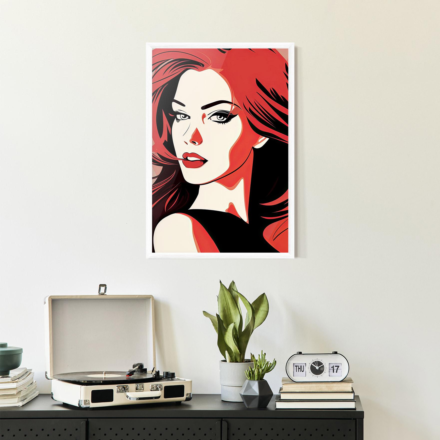 Keretezett Poszter Red Hair Pop Art mockup 2