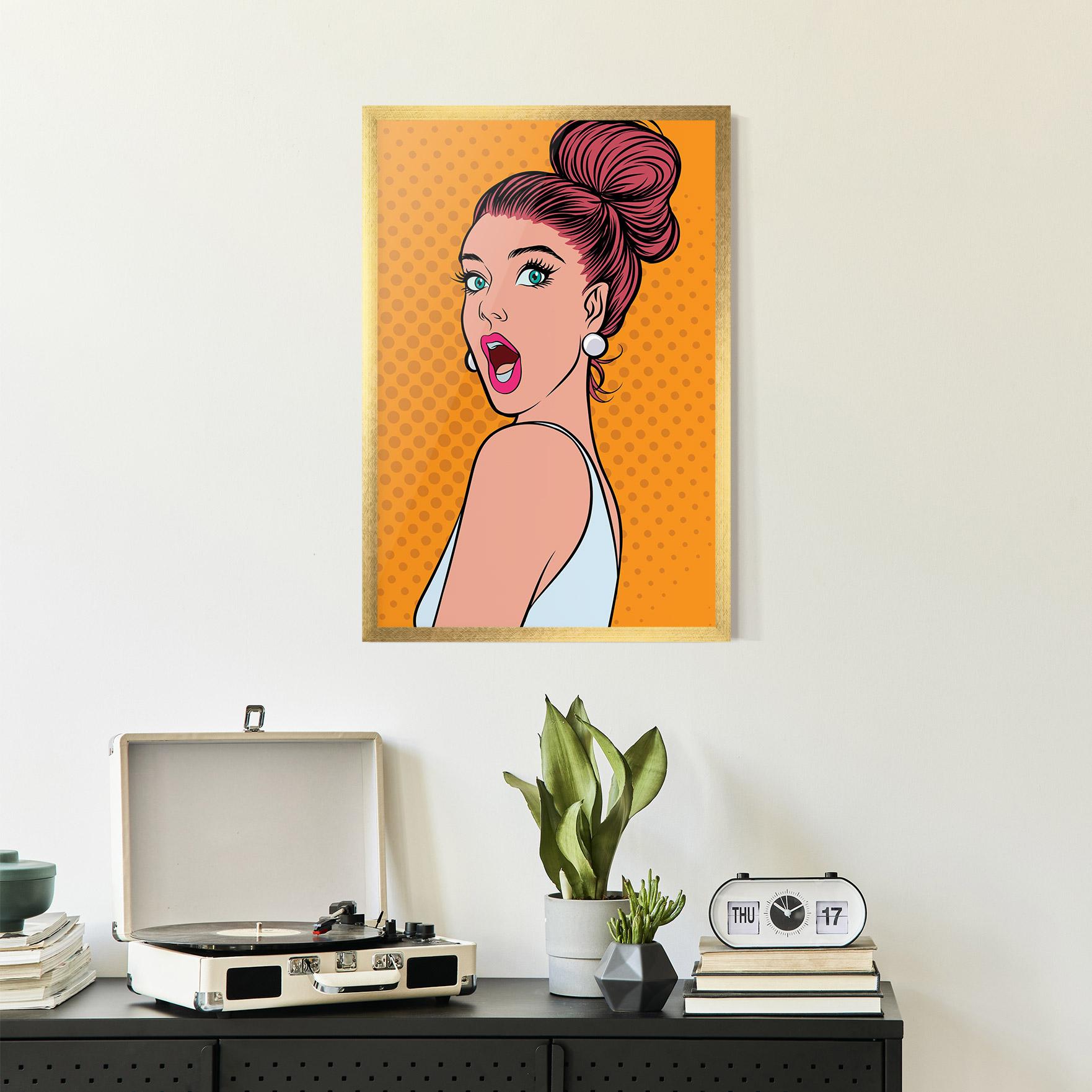 Keretezett Poszter Pop Comic Lady mockup 2