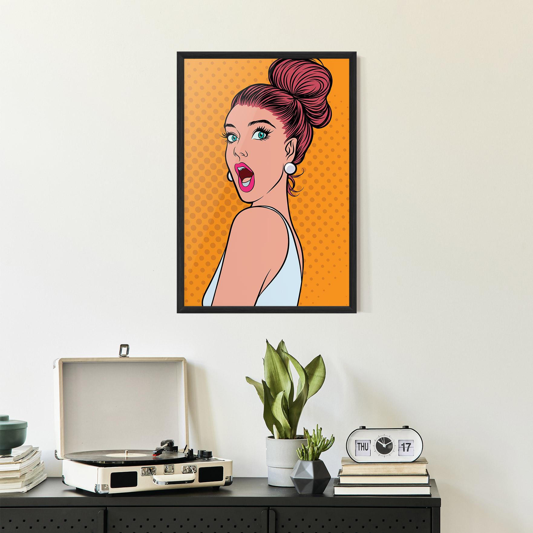 Keretezett Poszter Pop Comic Lady mockup 2