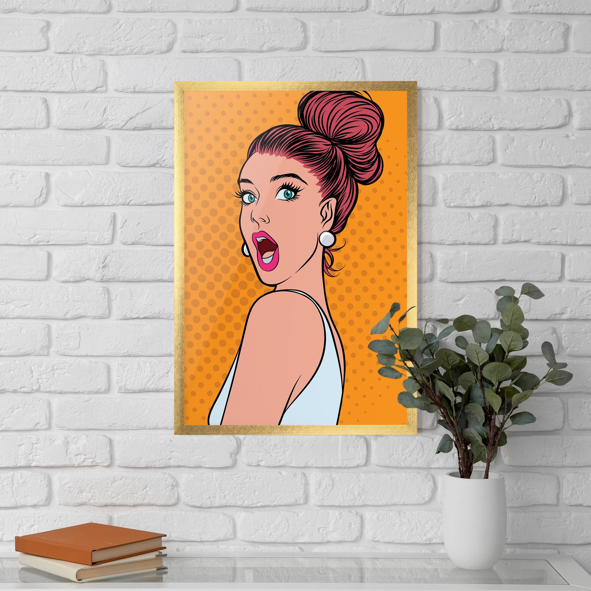 Keretezett Poszter Pop Comic Lady mockup 5