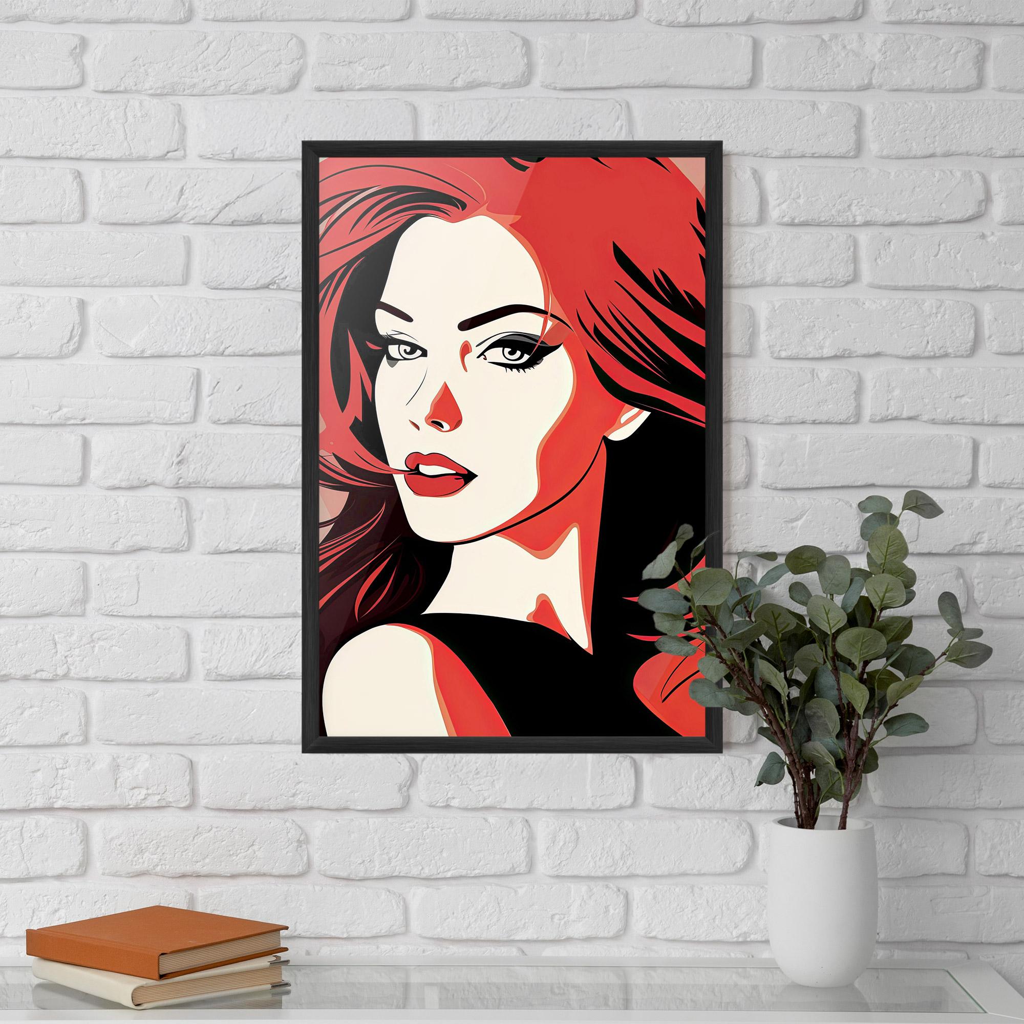 Keretezett Poszter Red Hair Pop Art mockup 5