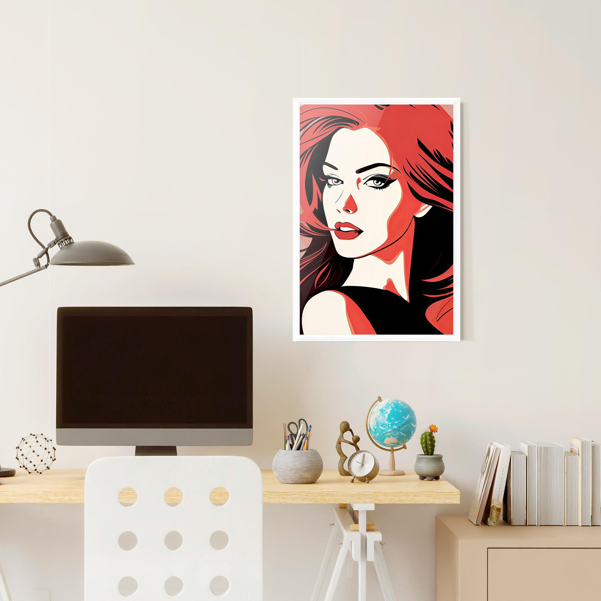 Keretezett Poszter Red Hair Pop Art mockup 6