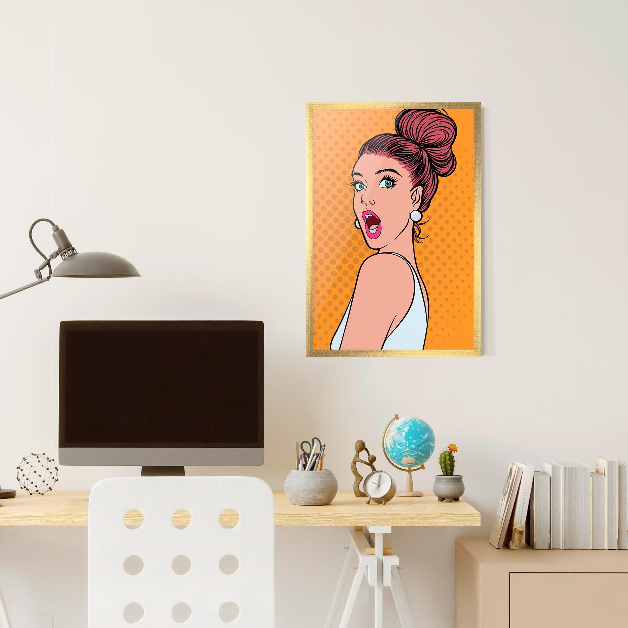 Keretezett Poszter Pop Comic Lady mockup 6