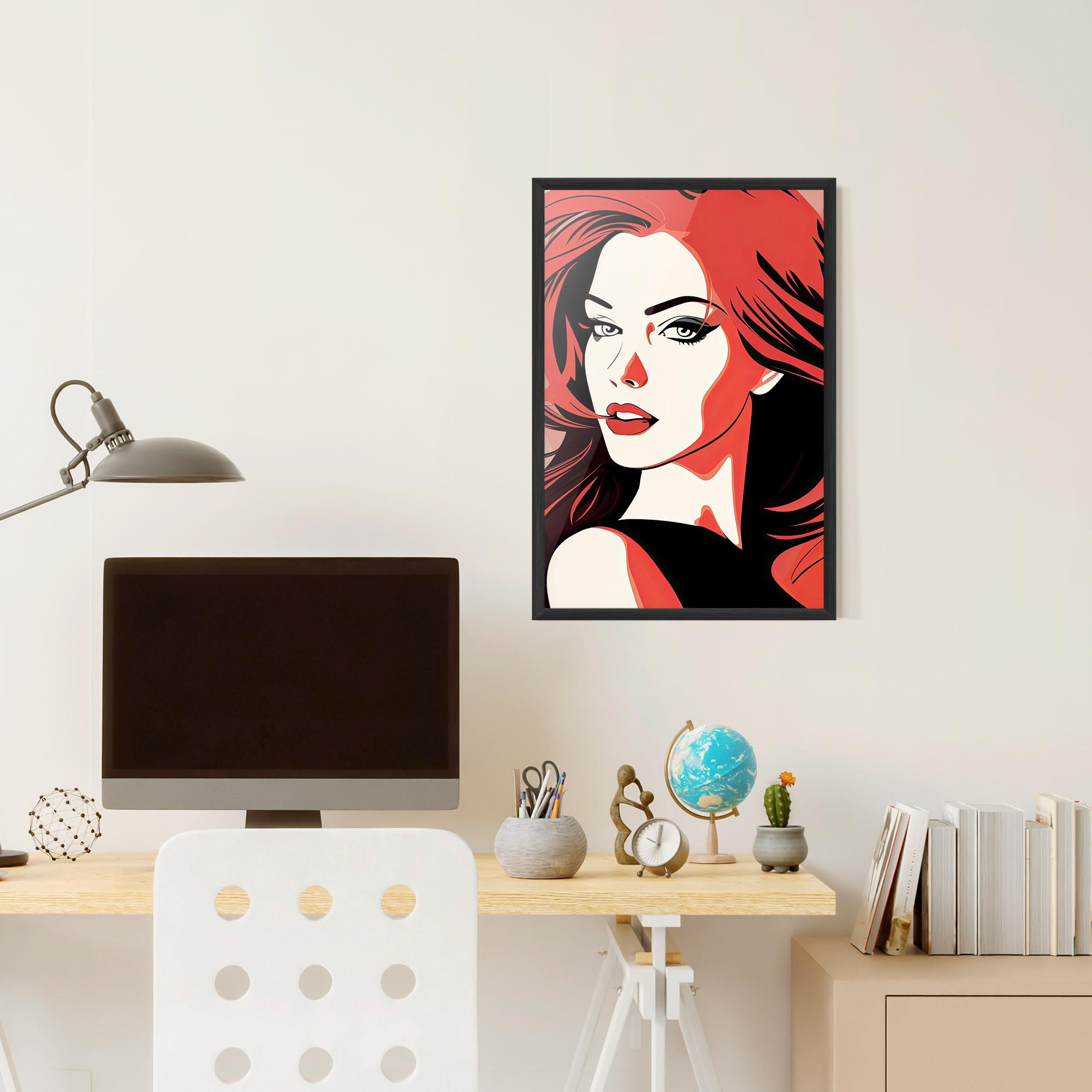 Keretezett Poszter Red Hair Pop Art mockup 6