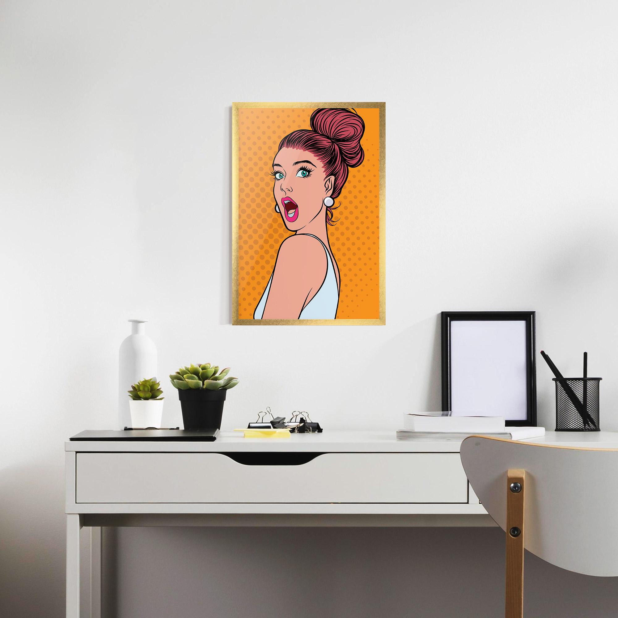 Keretezett Poszter Pop Comic Lady mockup 7