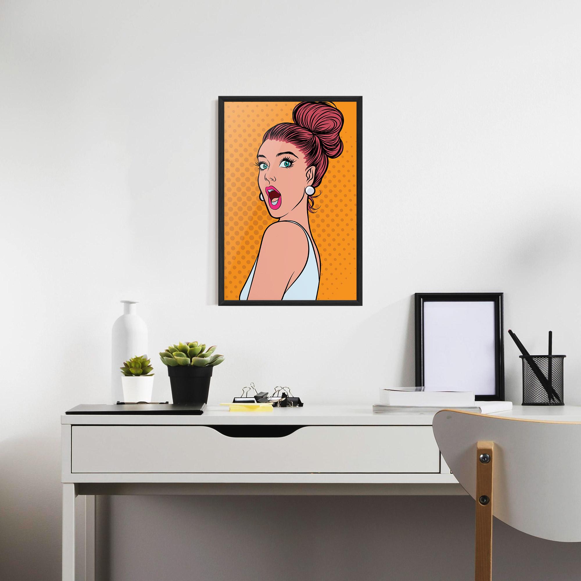 Keretezett Poszter Pop Comic Lady mockup 7