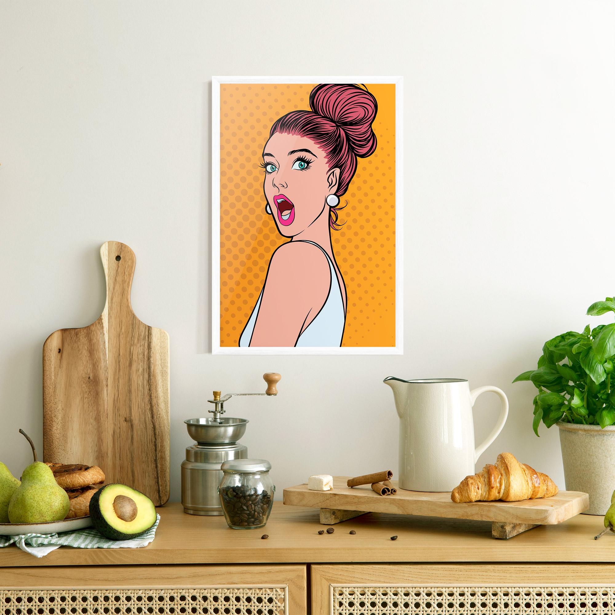 Keretezett Poszter Pop Comic Lady mockup 8