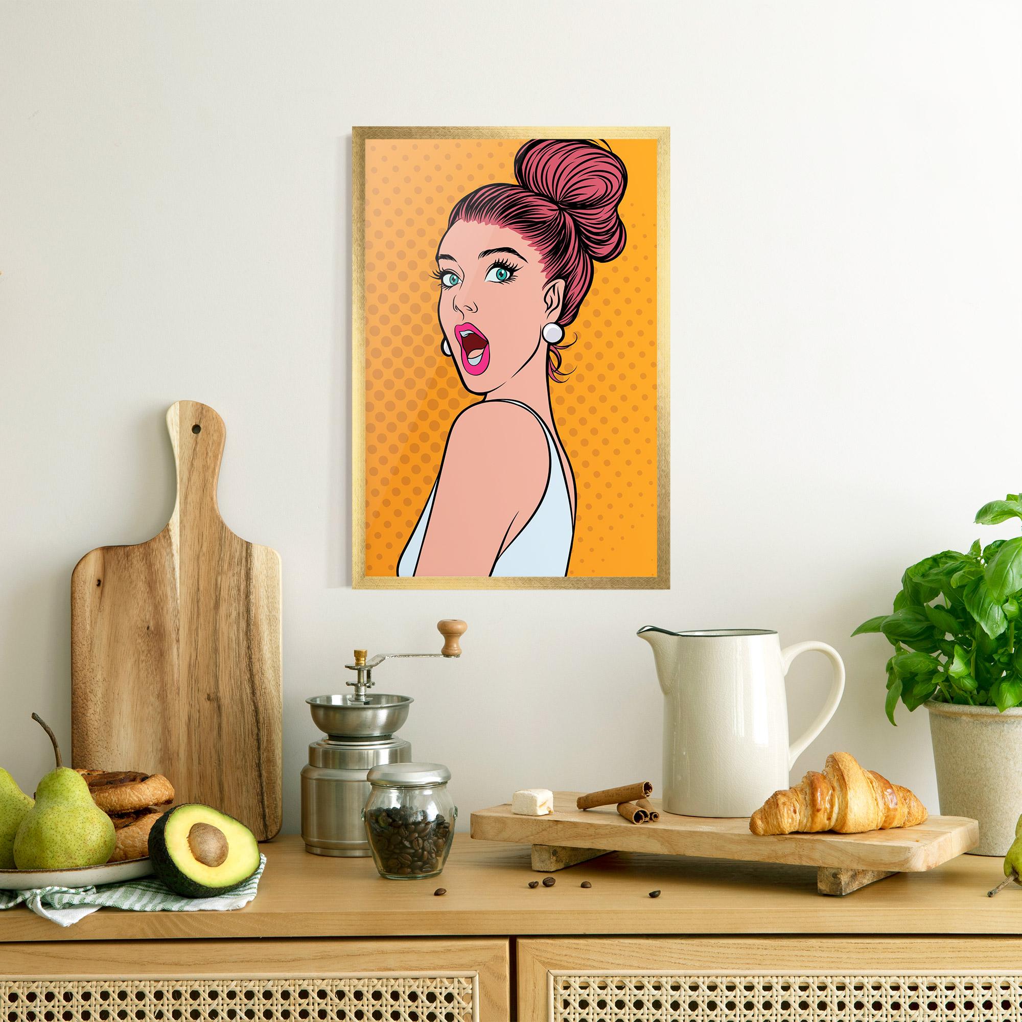 Keretezett Poszter Pop Comic Lady mockup 8