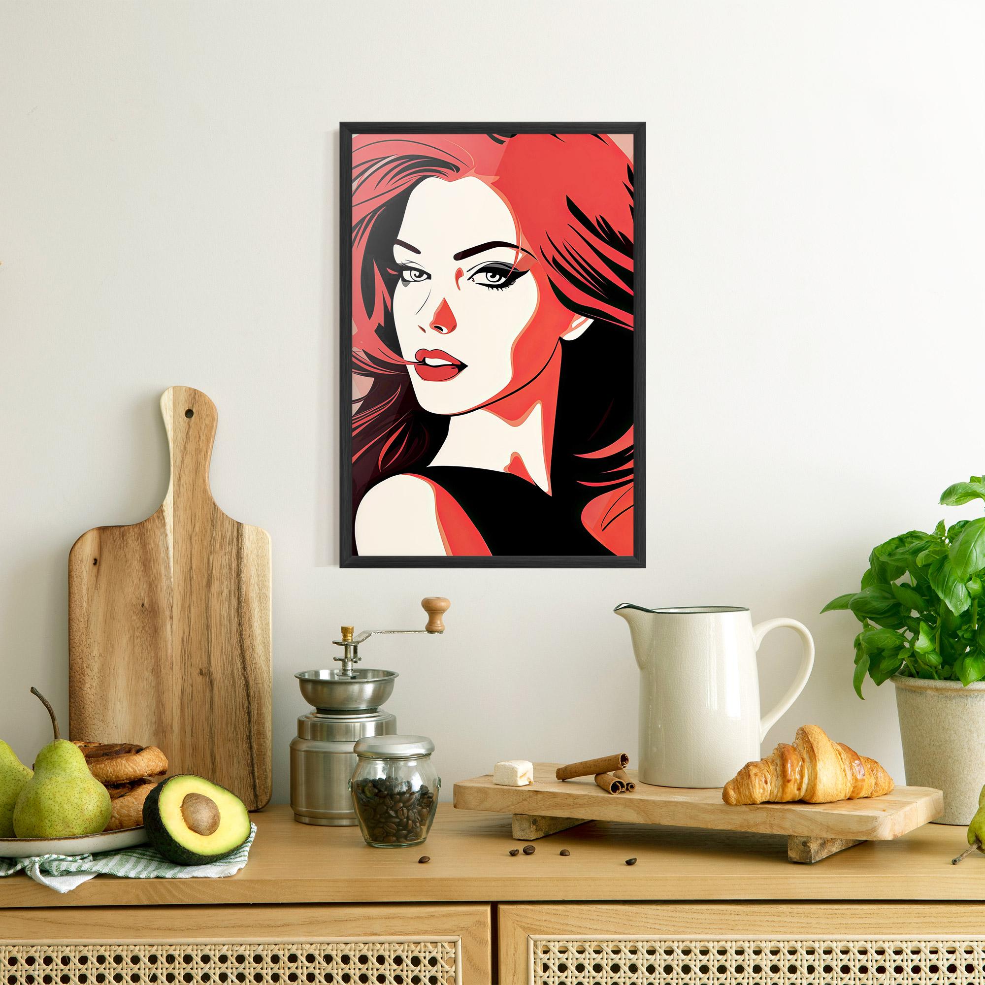 Keretezett Poszter Red Hair Pop Art mockup 8