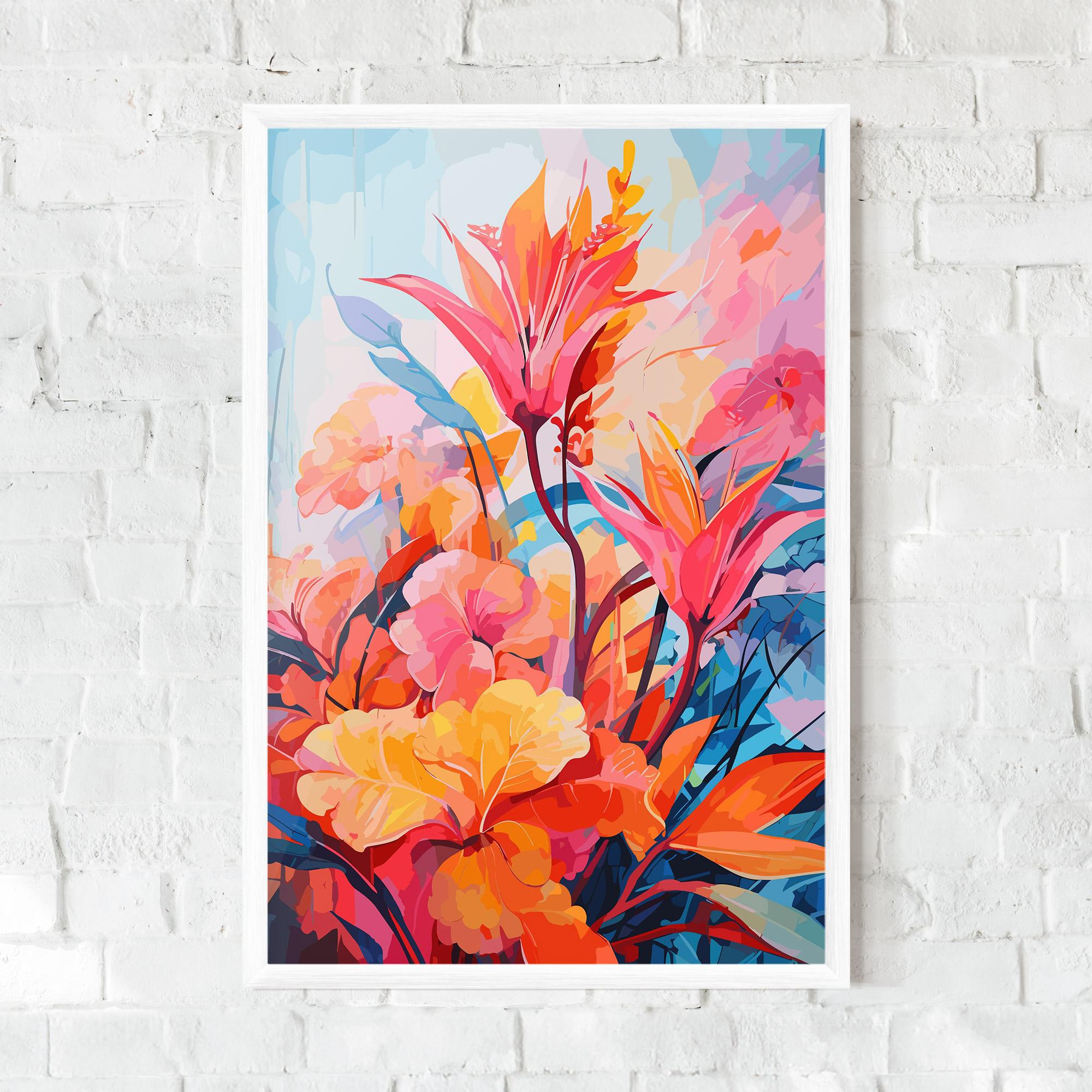 Keretezett Poszter Orange Art Flower mockup 0