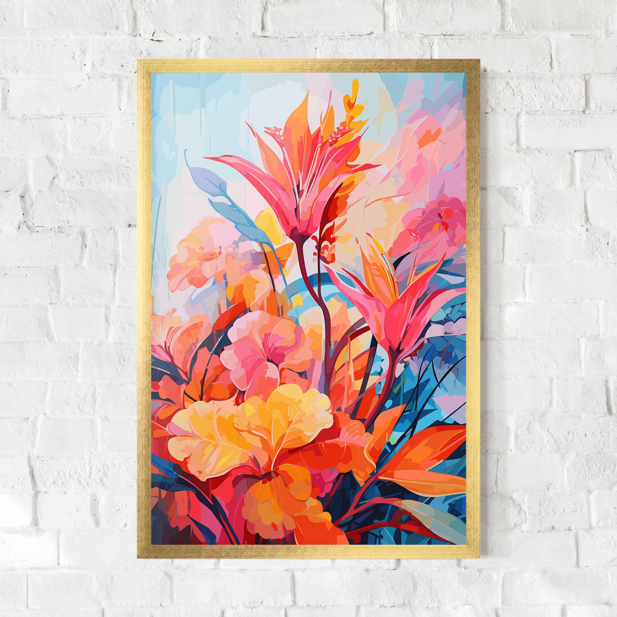 Keretezett Poszter Orange Art Flower mockup 0