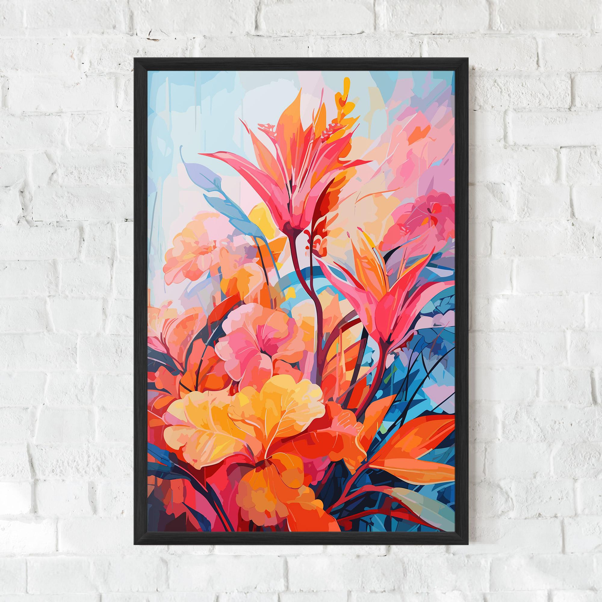 Keretezett Poszter Orange Art Flower mockup 0