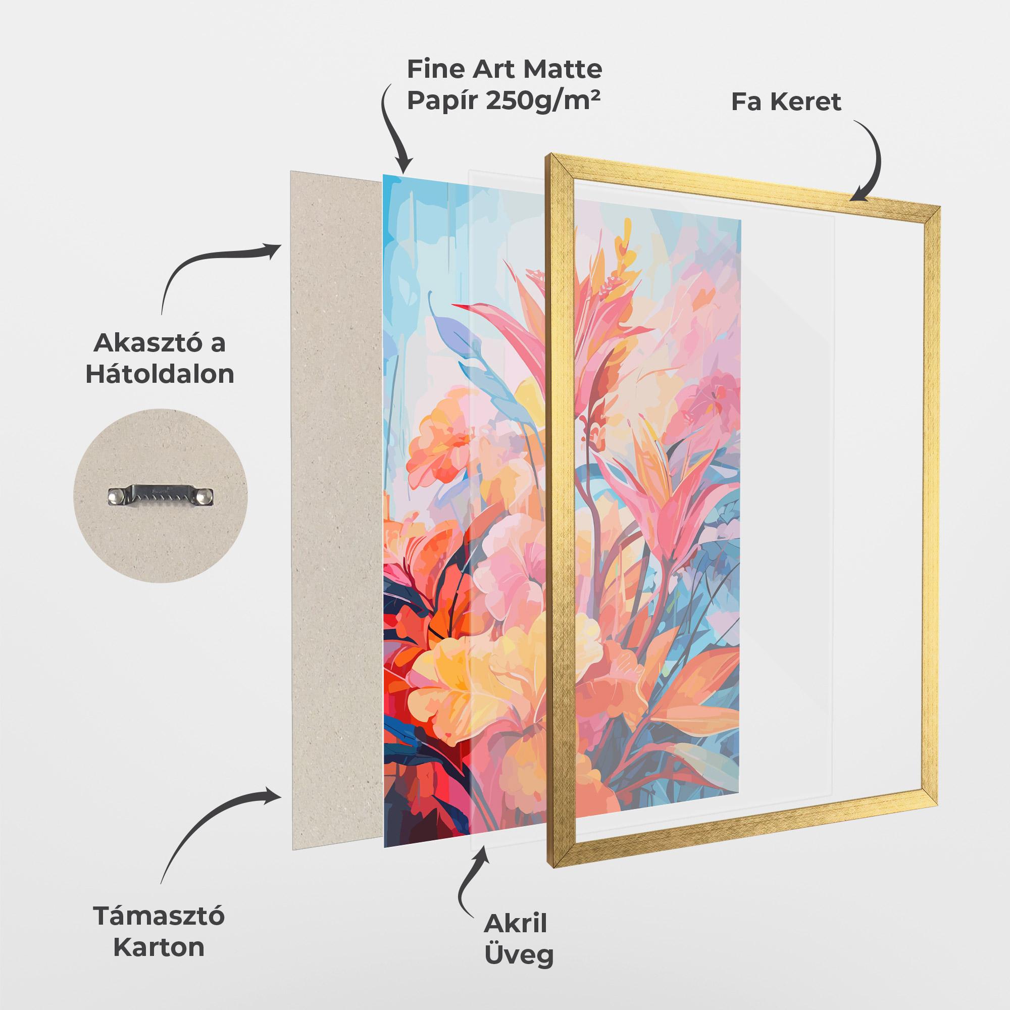 Keretezett Poszter Orange Art Flower mockup 1