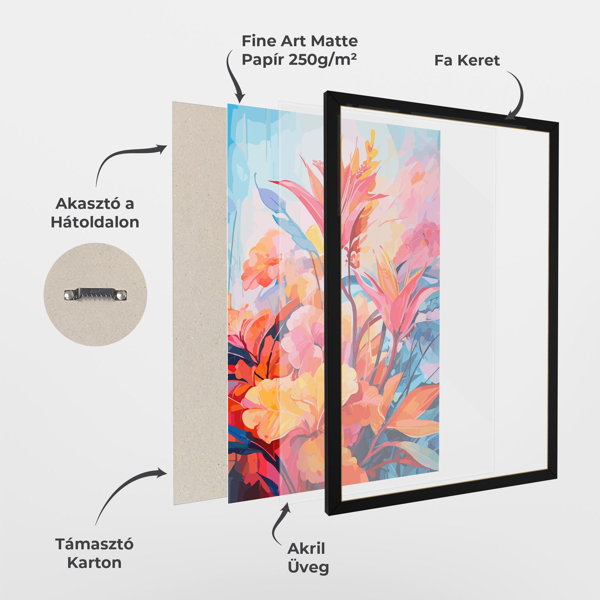 Keretezett Poszter Orange Art Flower mockup 1