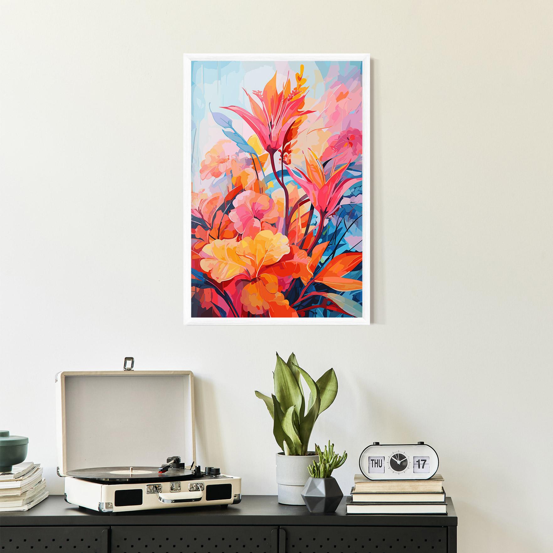 Keretezett Poszter Orange Art Flower mockup 2