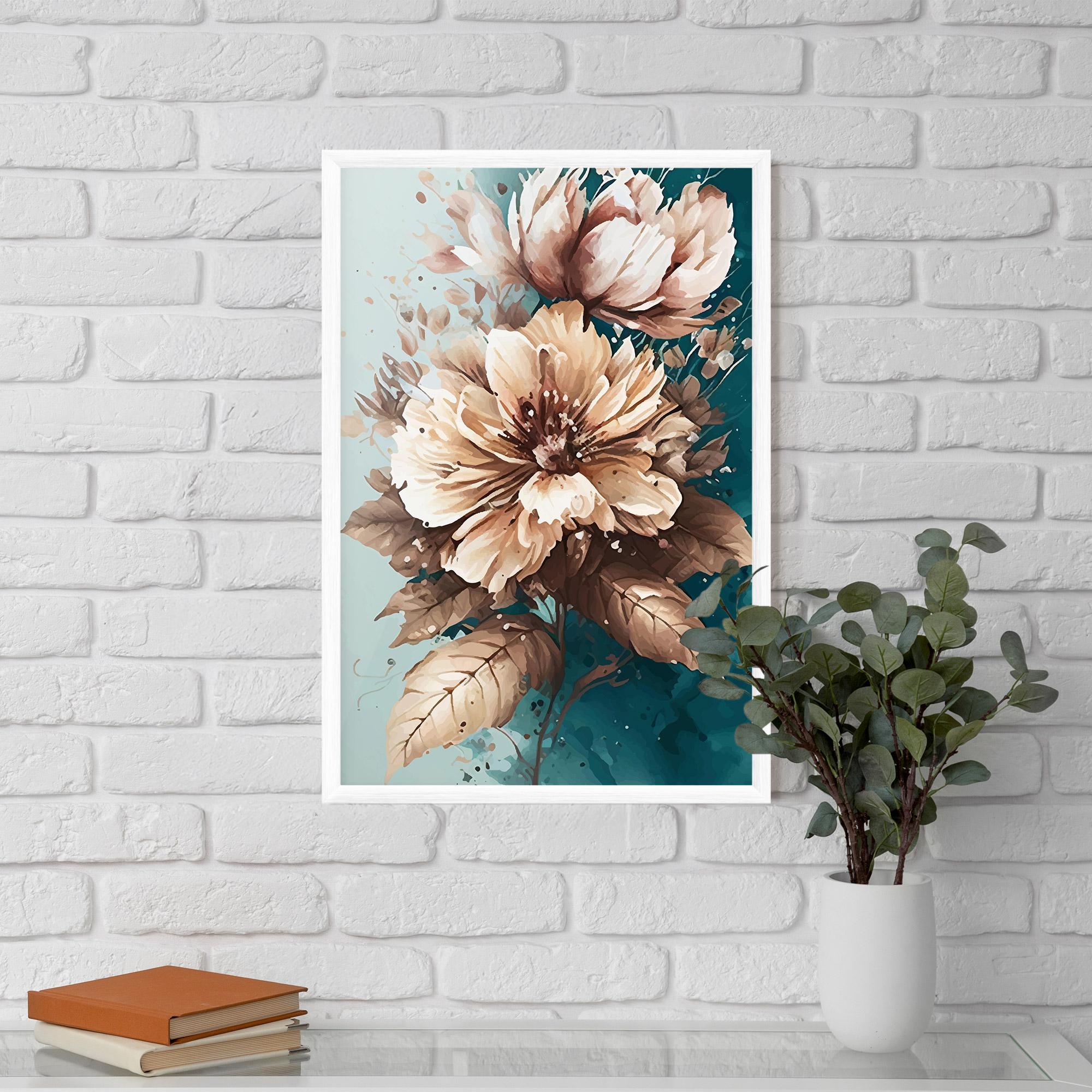 Keretezett Poszter Flower Green Watercolor mockup 5